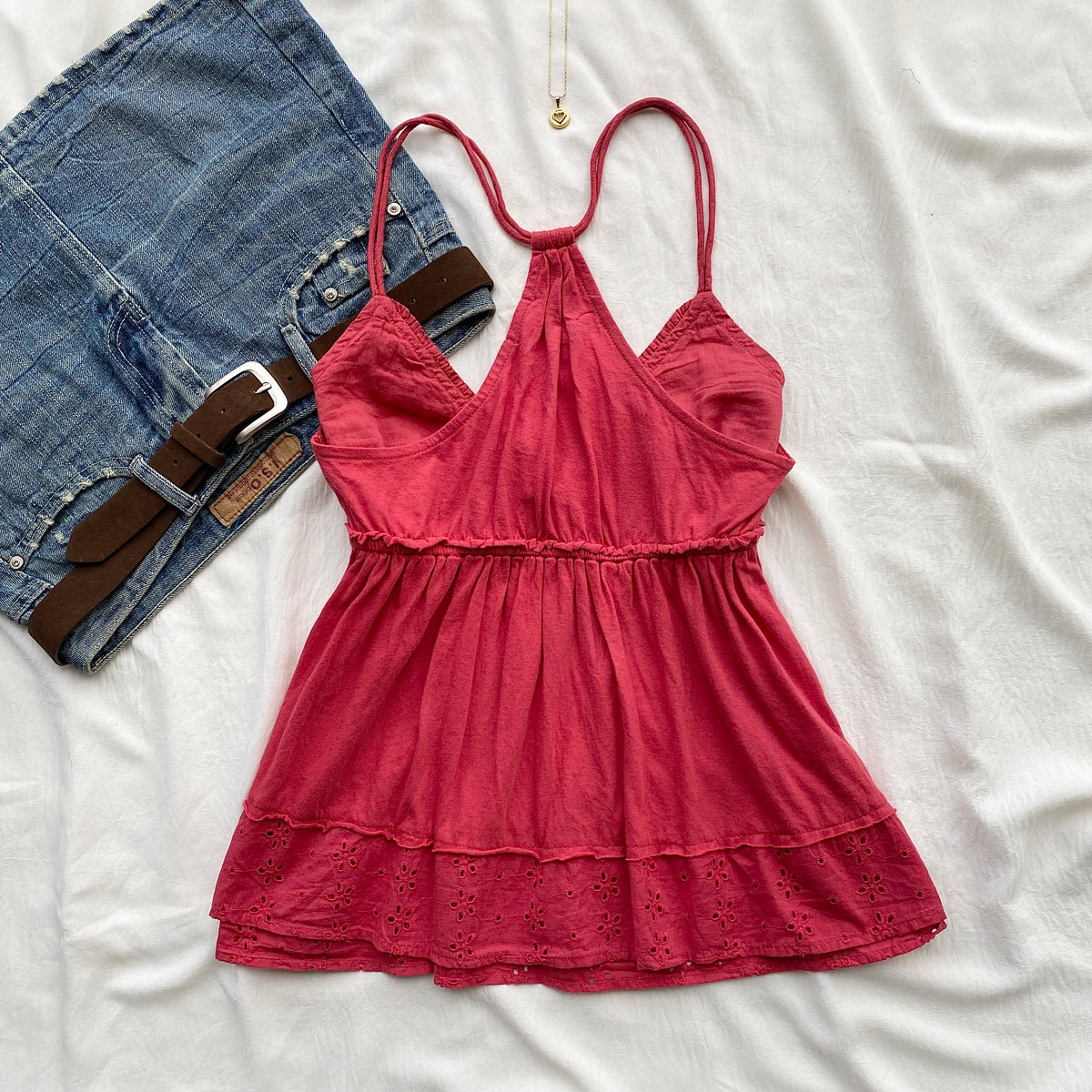 RED BABYDOLL TOP FROM URBAN OUTFITTERS (Bust : 32-34, Upper Waist : 26-32)