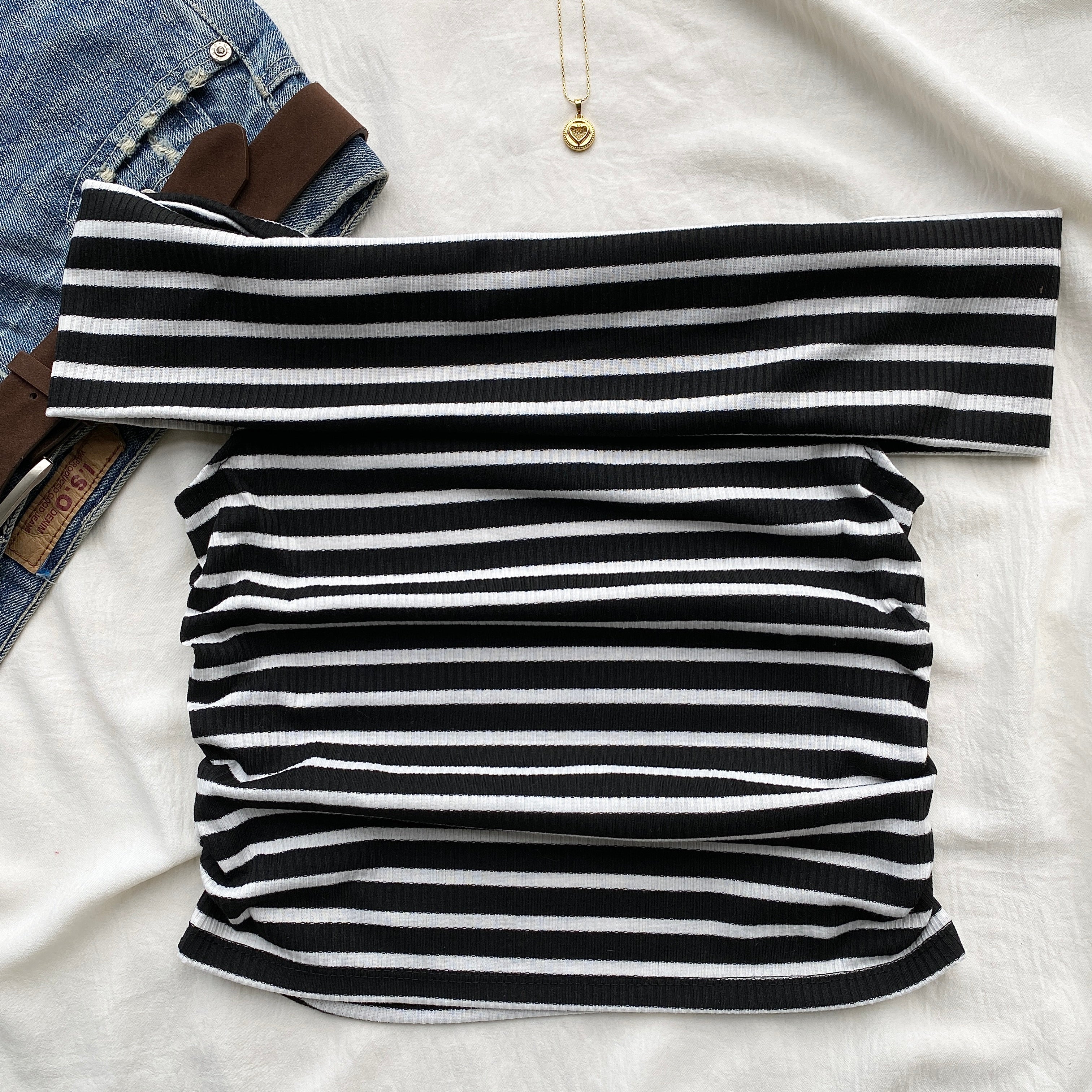 STRIPED OFF SHOULDER TOP (Bust : 28-32, Upper Waist : 24-28)
