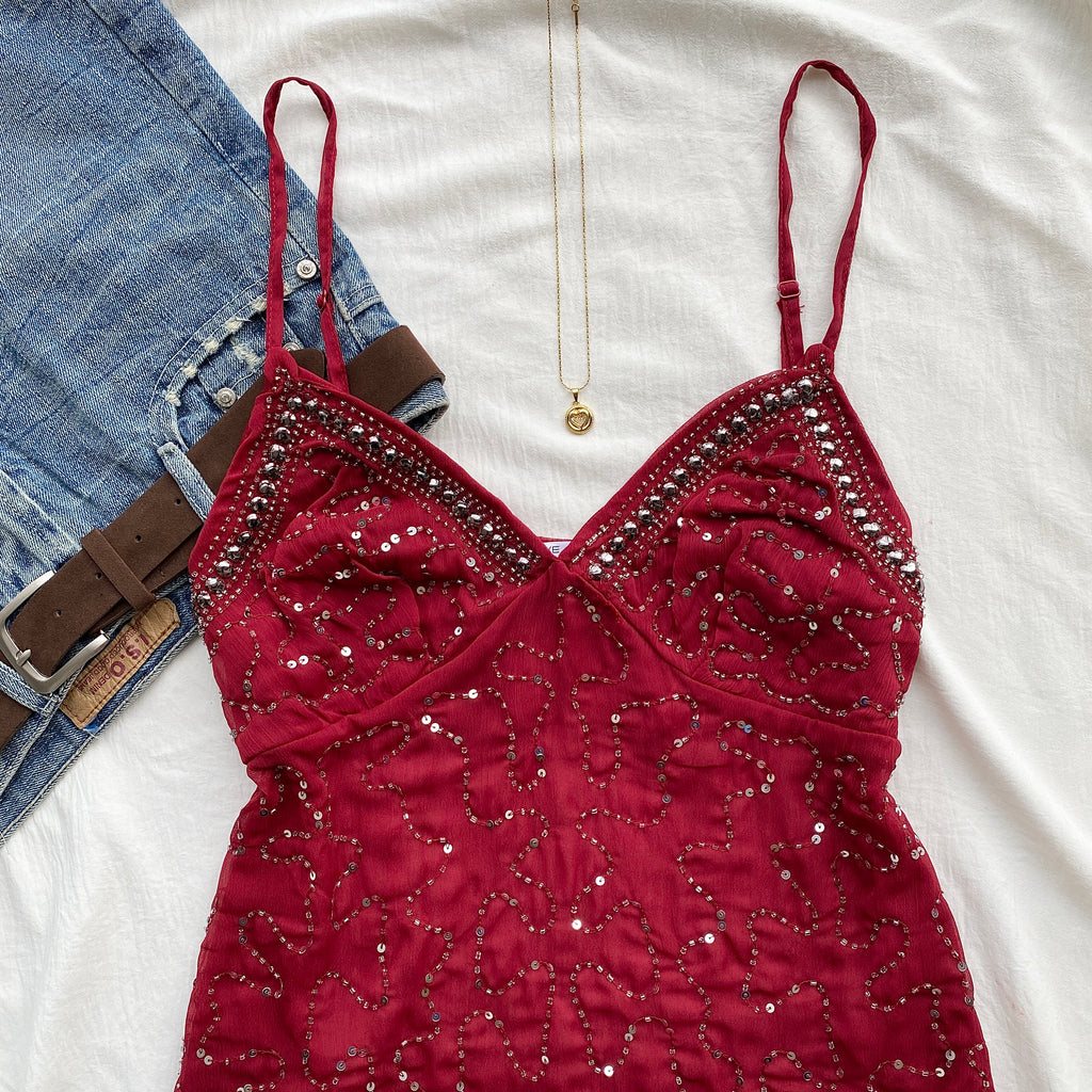 RED EMBELLISHED TOP (Two sizes available)