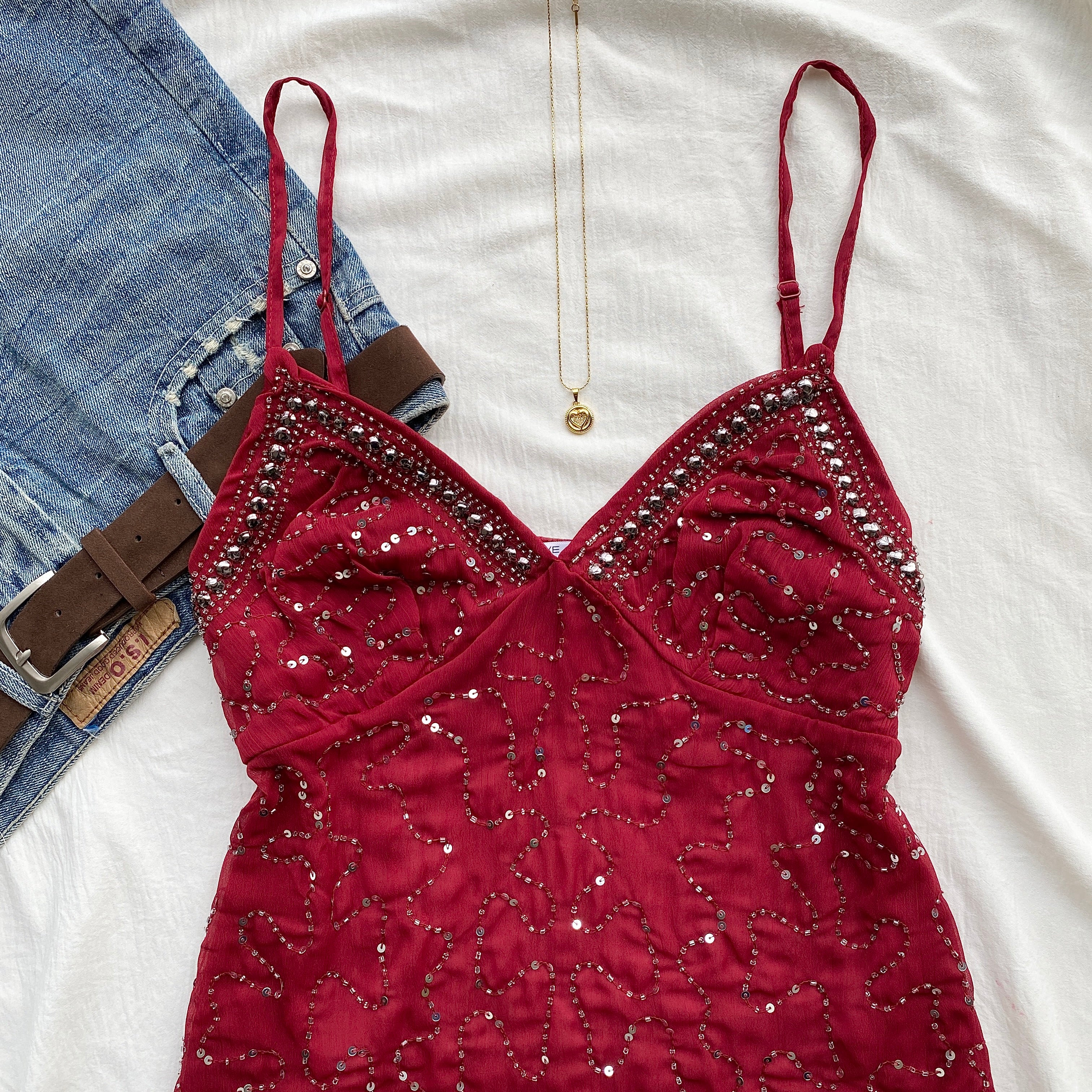 RED EMBELLISHED TOP (Two sizes available)