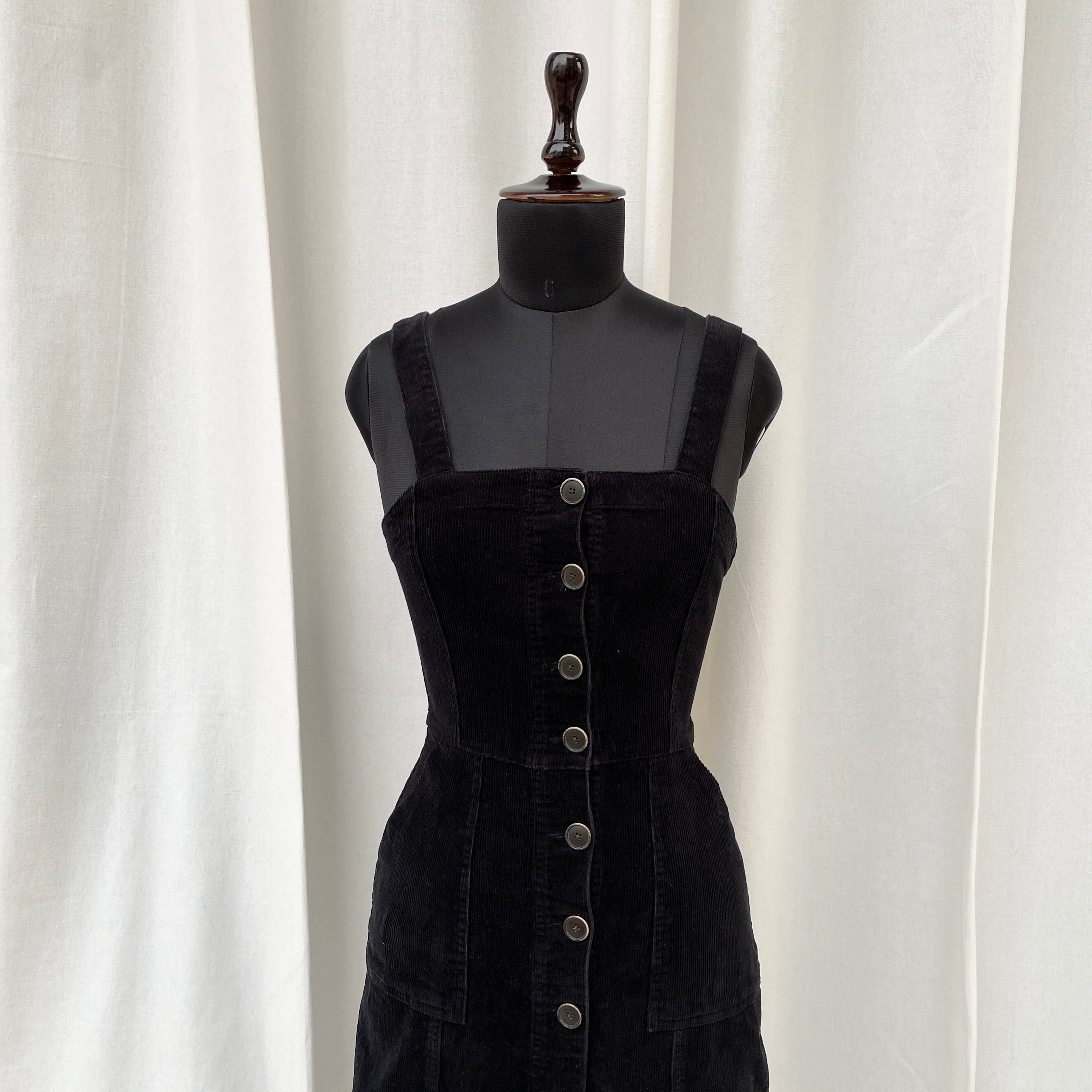 BLACK CORDUROY DRESS (Bust : 28-32, Upper Waist : 24-26)