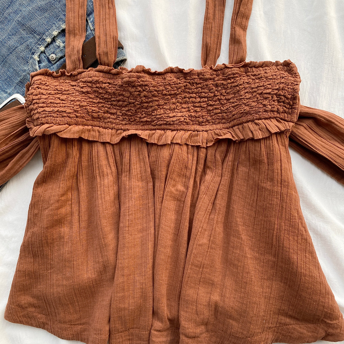 BROWN TOP FROM FREE PEOPLE (Bust : 32-34, Upper Waist : 26-30)