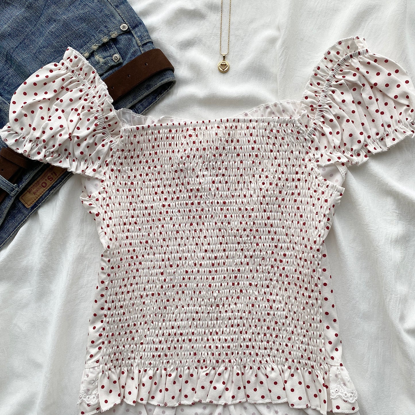 CHERRY POLKA DOT TOP (Bust : 30-34, Upper Waist : 26-32)