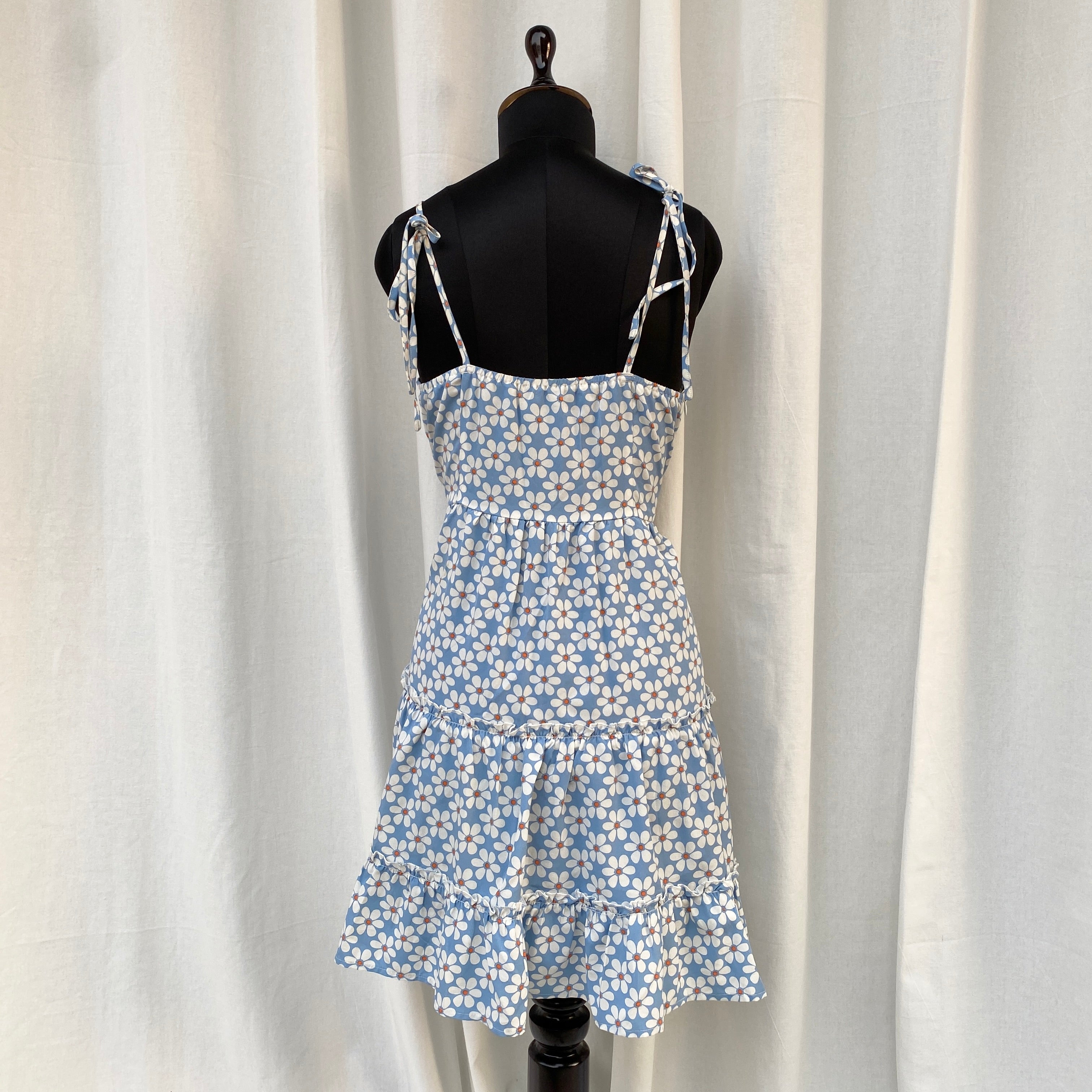 BLUE FLORAL DRESS (Bust : 34-36, Upper Waist : 30-34)