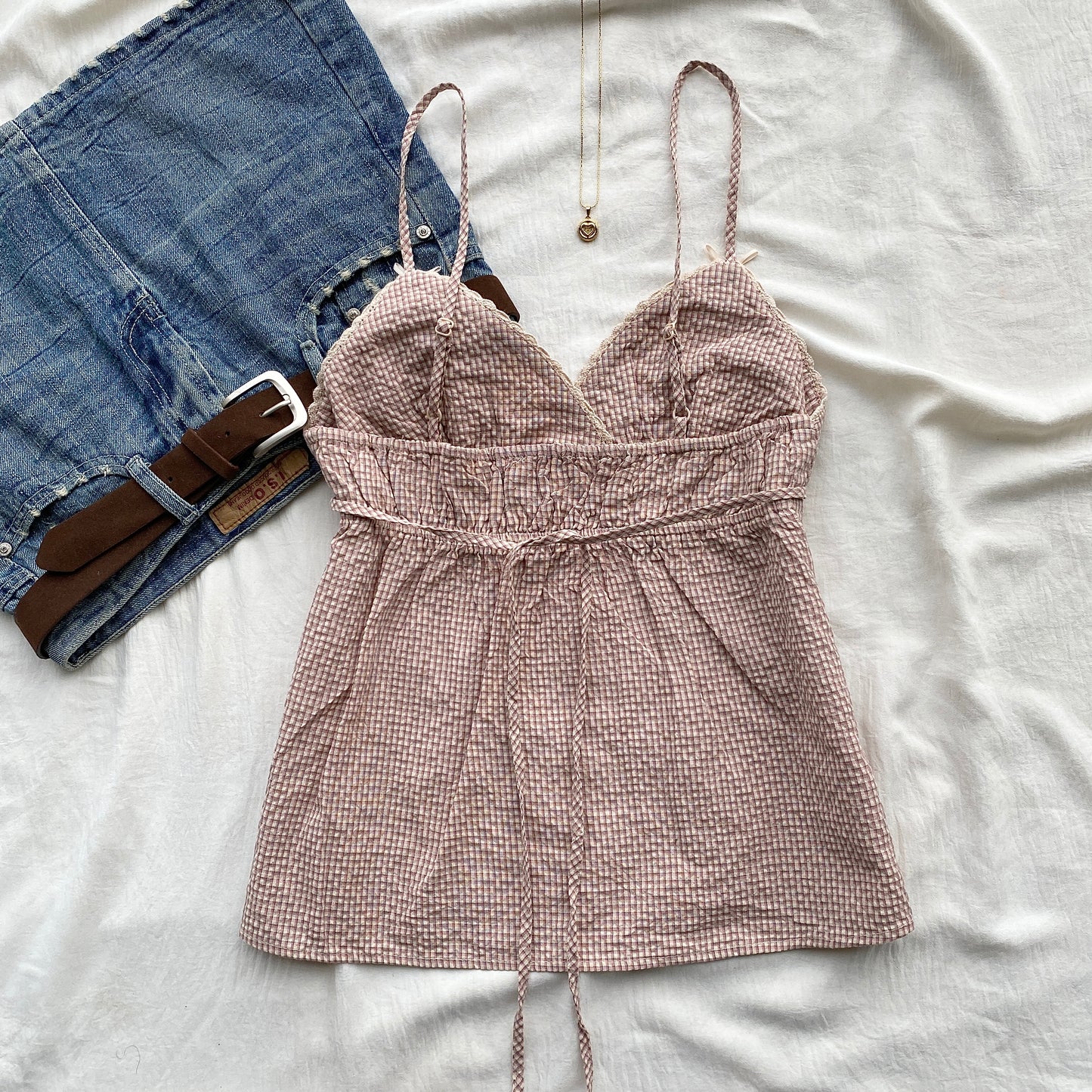 PICNIC DATE CAMI TOP IN PINK (Sizes available)