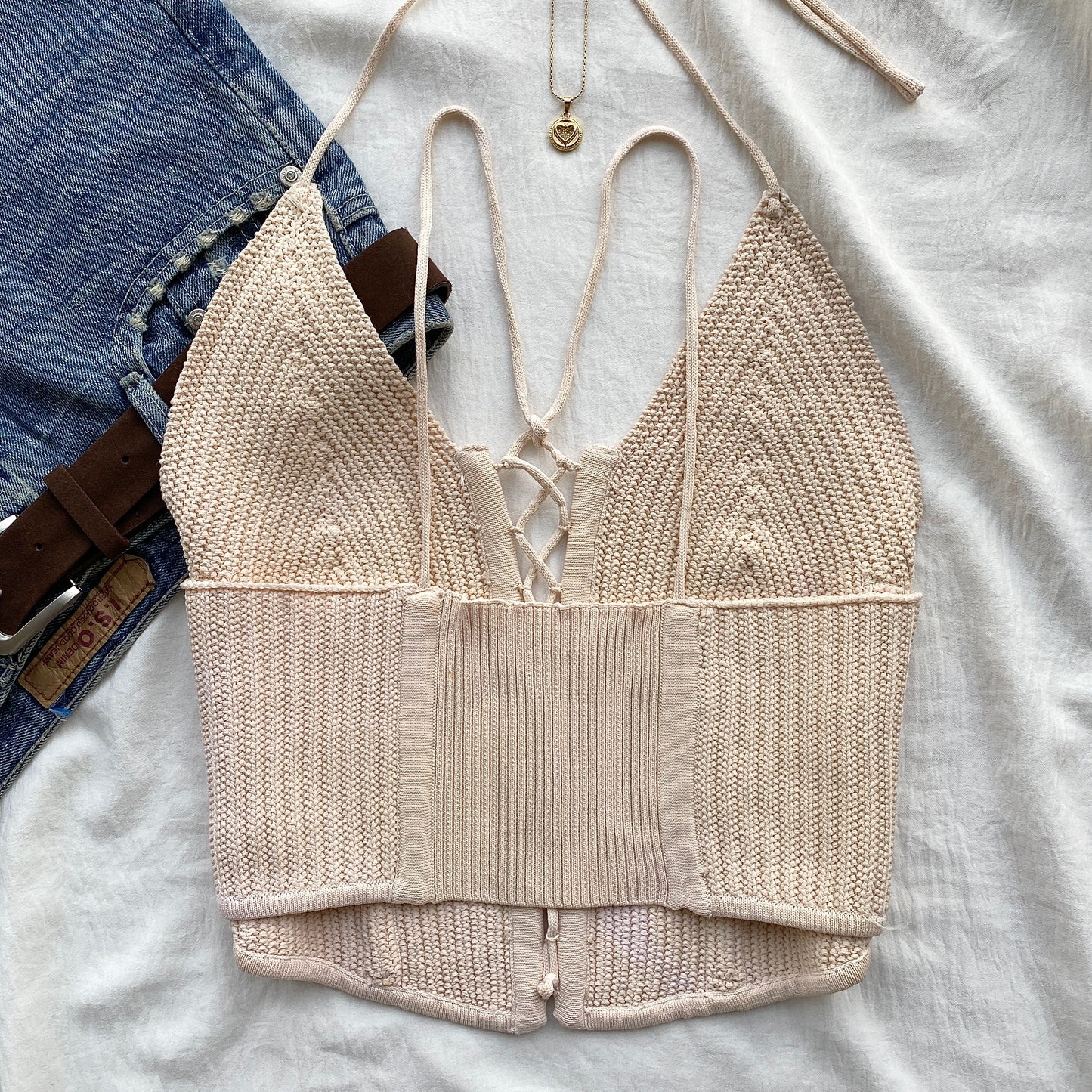 BEIGE KNIT CORSET (Bust : 34-36, Upper Waist : 28-36)