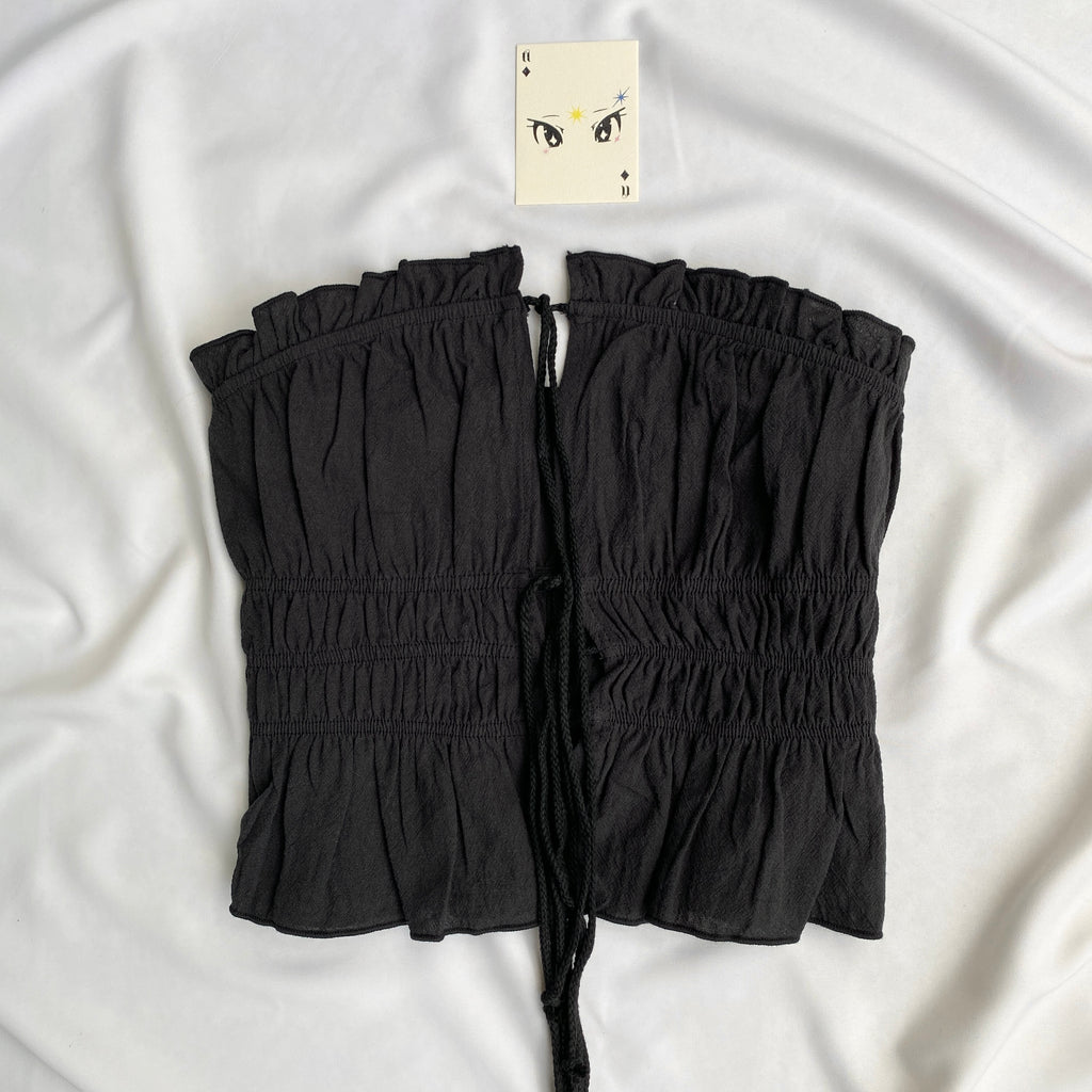 BLACK RUCHED TOP (Bust : 34-38, Upper Waist : 30-34)