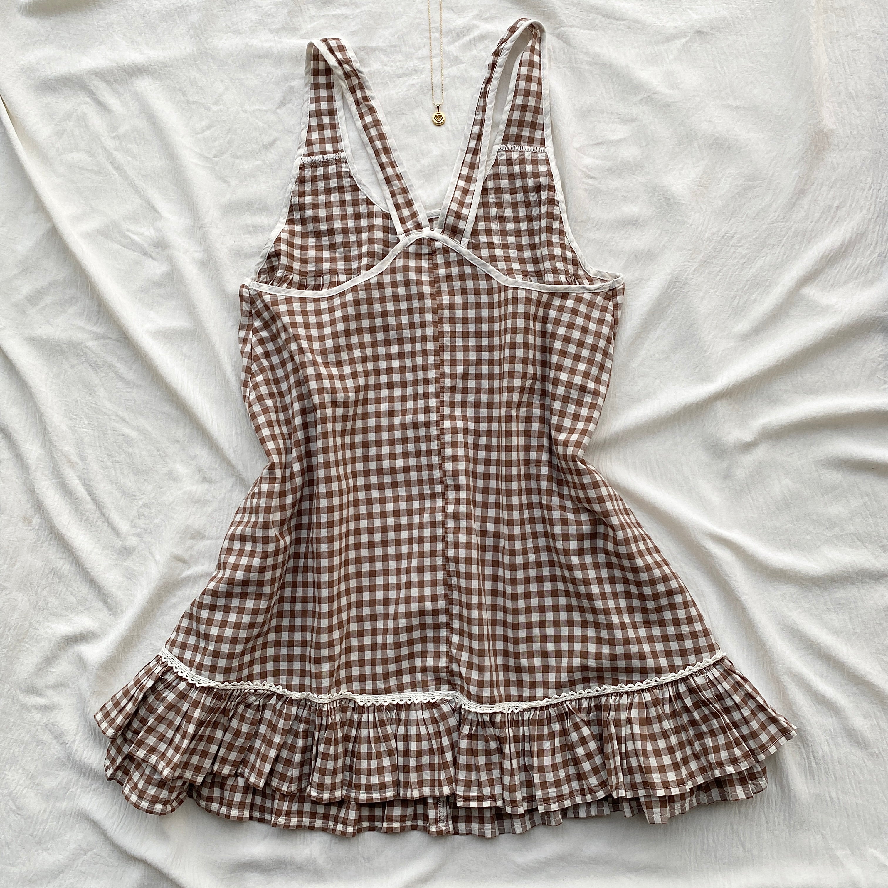 BROWN PLAID DRESS (Bust : 34-36, Upper Waist : 28-36)