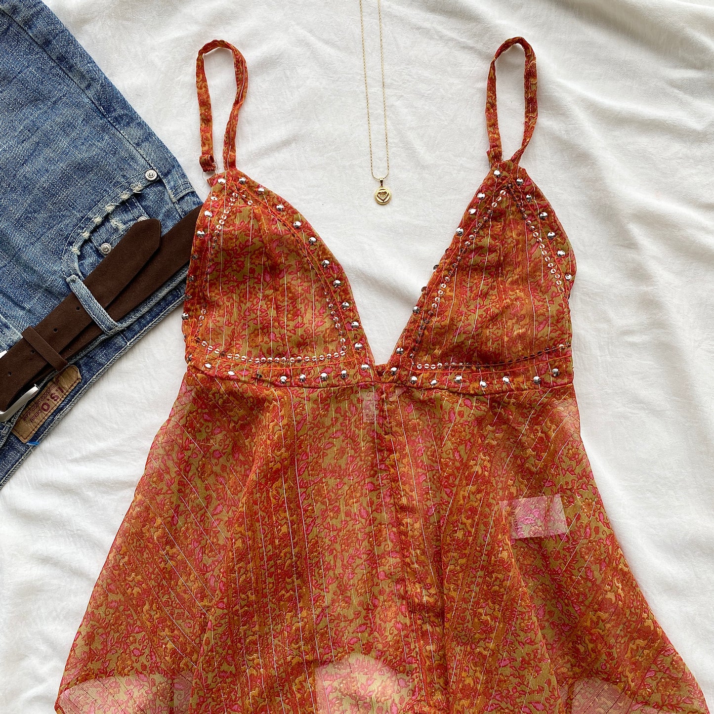 ORANGE EMBELLISHED TOP (Sizes available)