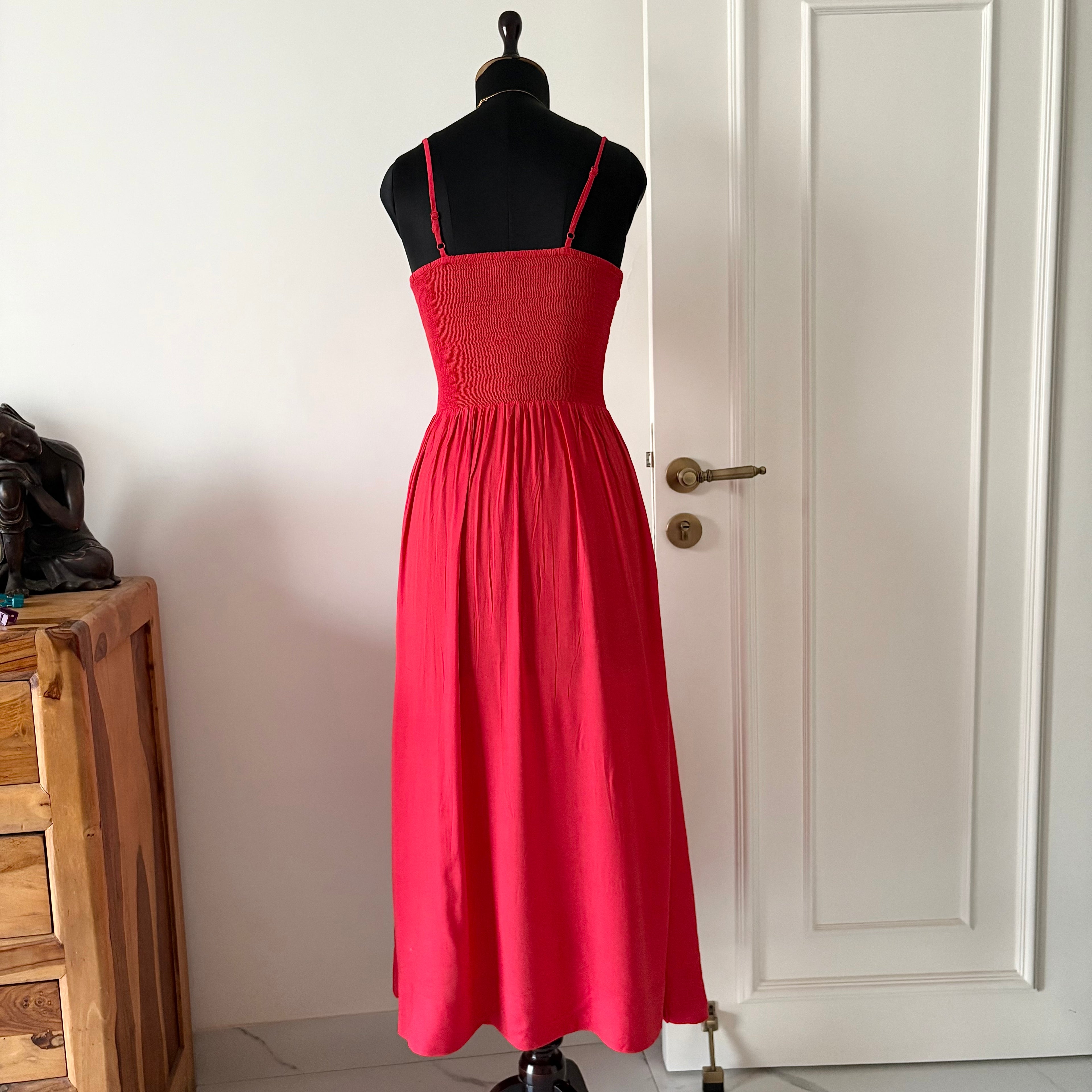 RED MAXI DROP WAIST DRESS (Multiple sizes available)
