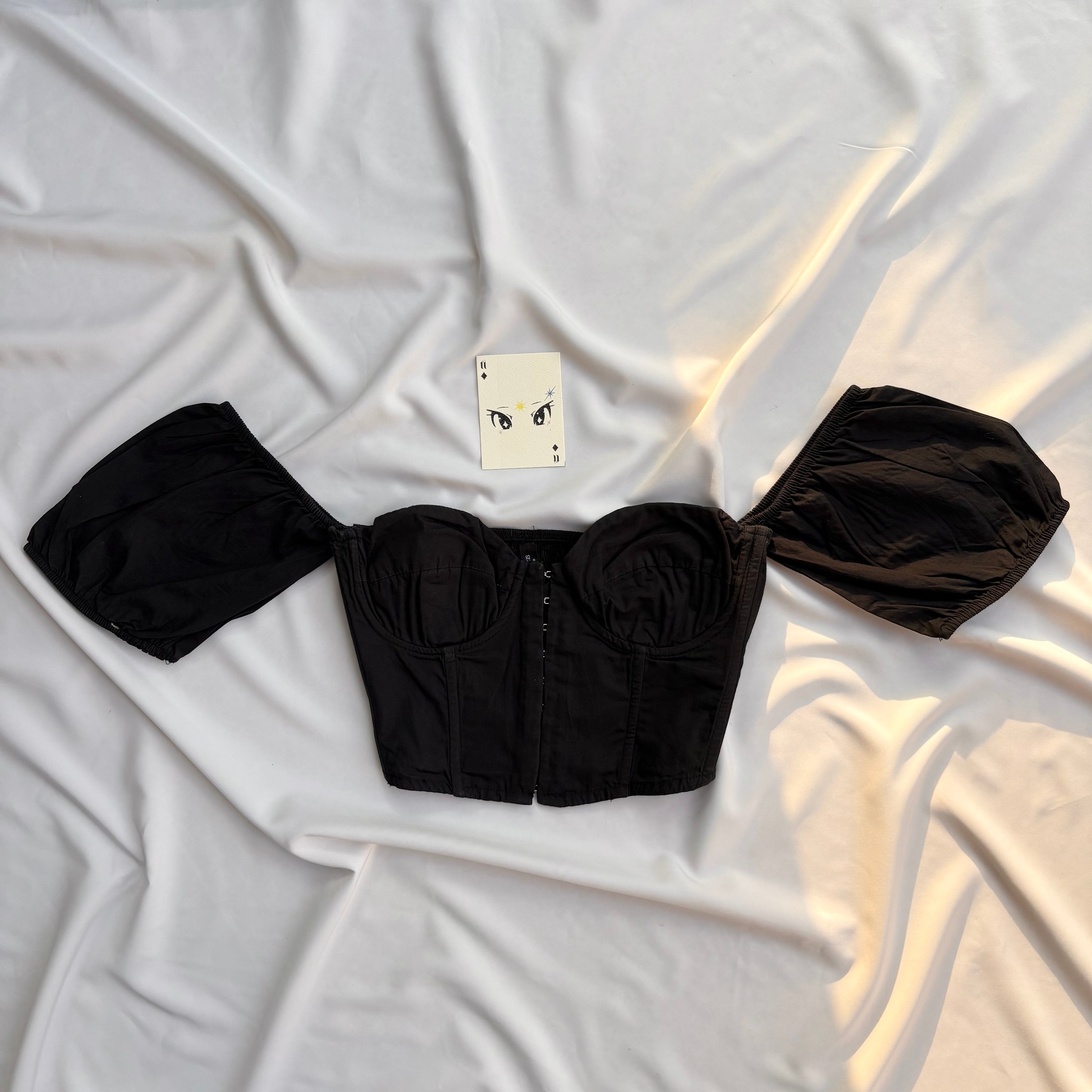 BLACK OFF SHOULDER CORSET (Bust : 28-32, Upper Waist : 23-26)