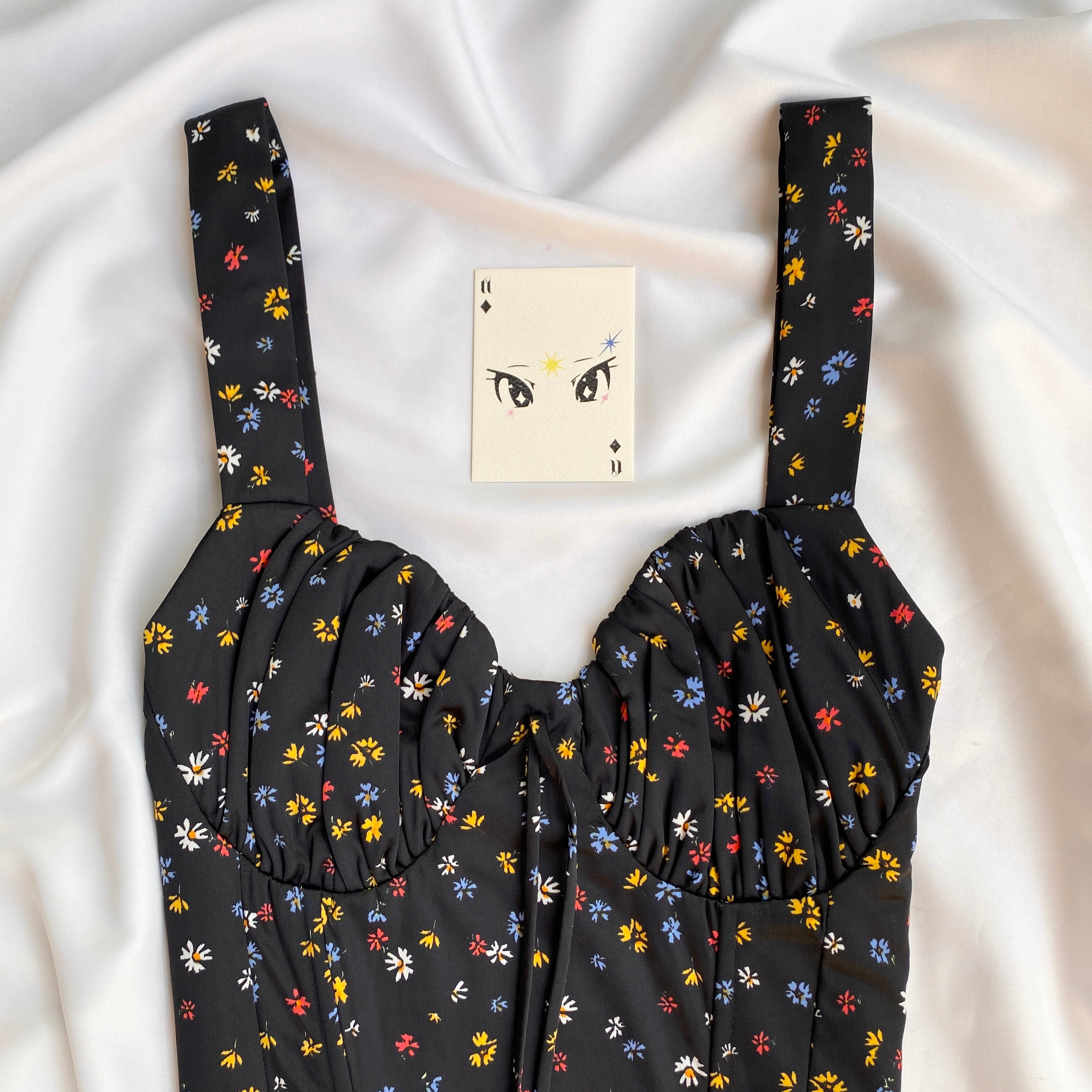 BLACK FLORAL CORSET (Bust : 28-32, Upper Waist : 24-28)