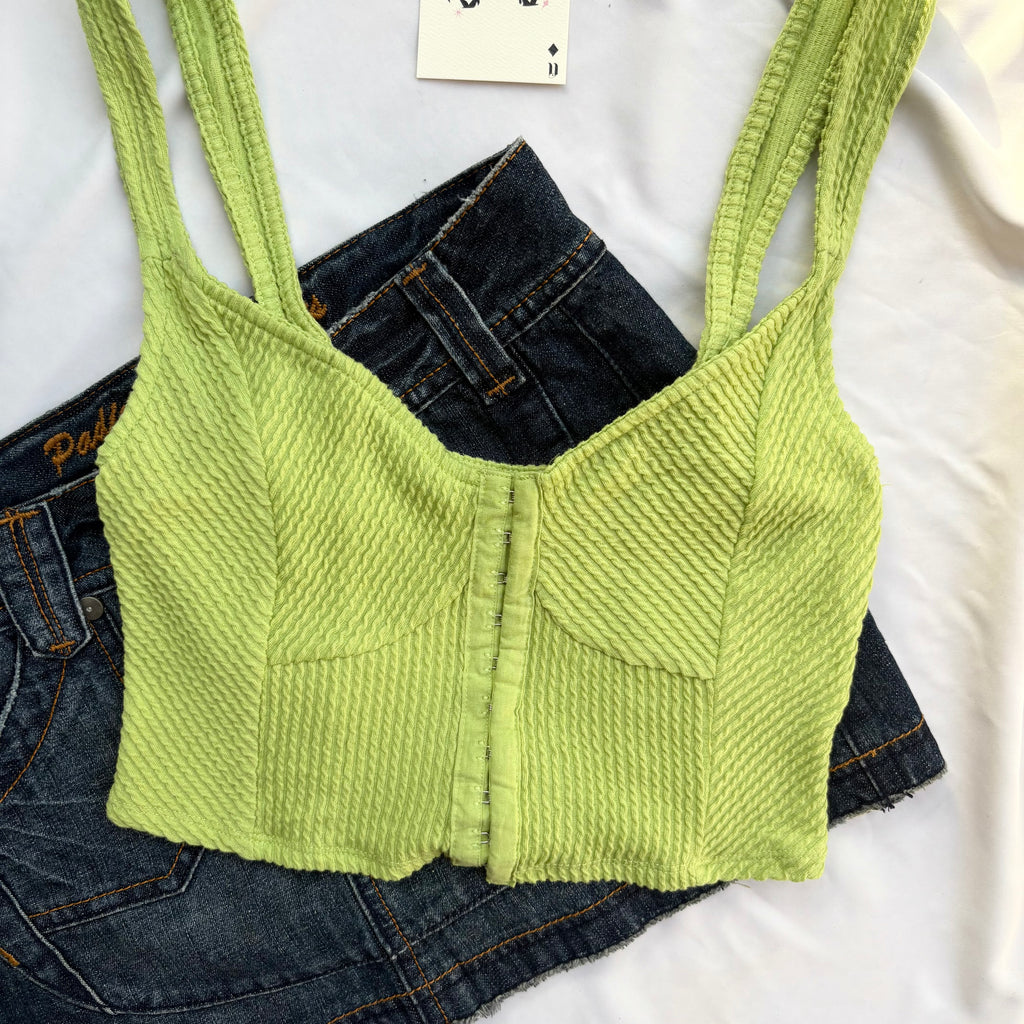 GREEN RIBBED TOP FROM URBAN OUTFITTERS (Bust : 30-34, Upper Waist : 24-28)