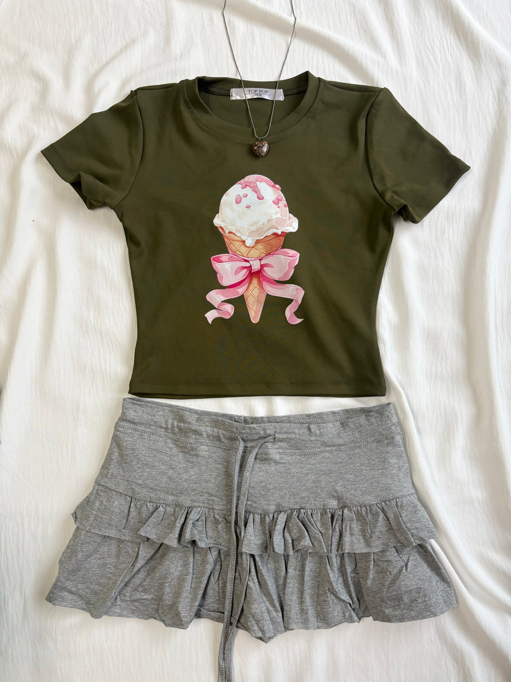 GREEN ICE CREAM BABY TEE