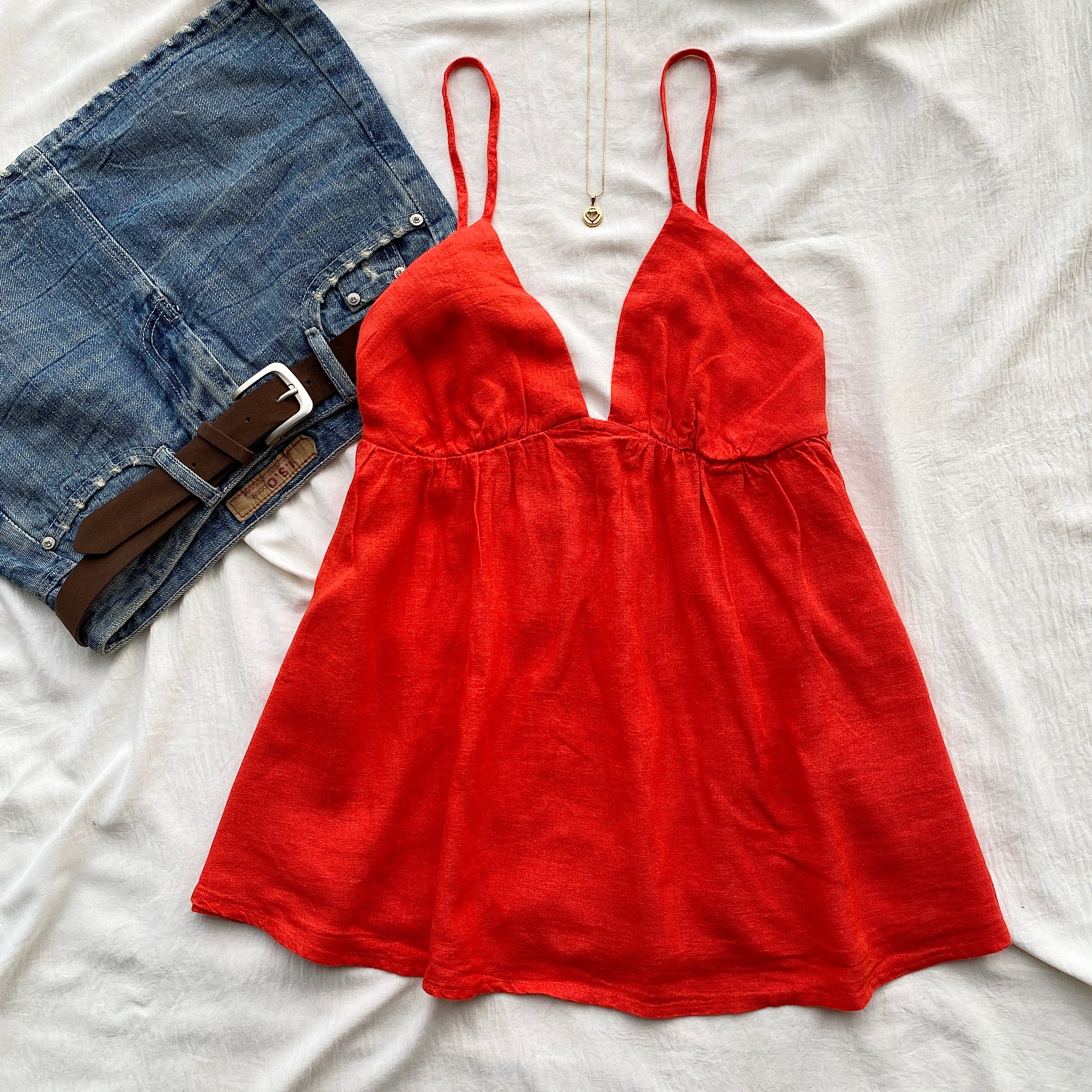 RED BABYDOLL TOP FROM FREE PEOPLE (Bust : 34-36, Upper Waist : 28-32)