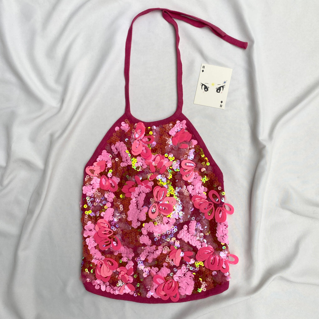 PINK SEQUINNED BACKLESS TOP FROM ZARA  (Bust : 28-32, Upper Waist : 22-26)