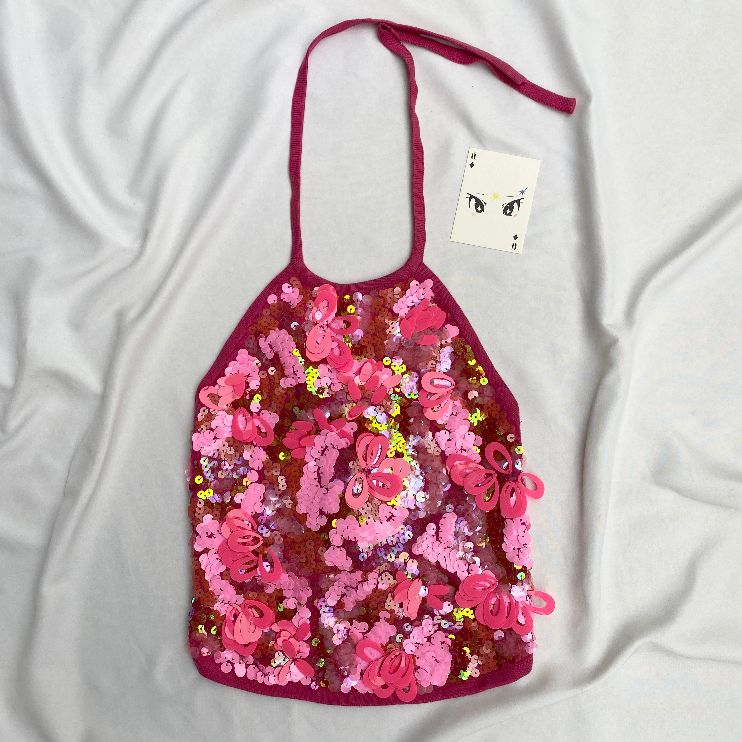 PINK SEQUINNED BACKLESS TOP FROM ZARA  (Bust : 28-32, Upper Waist : 22-26)