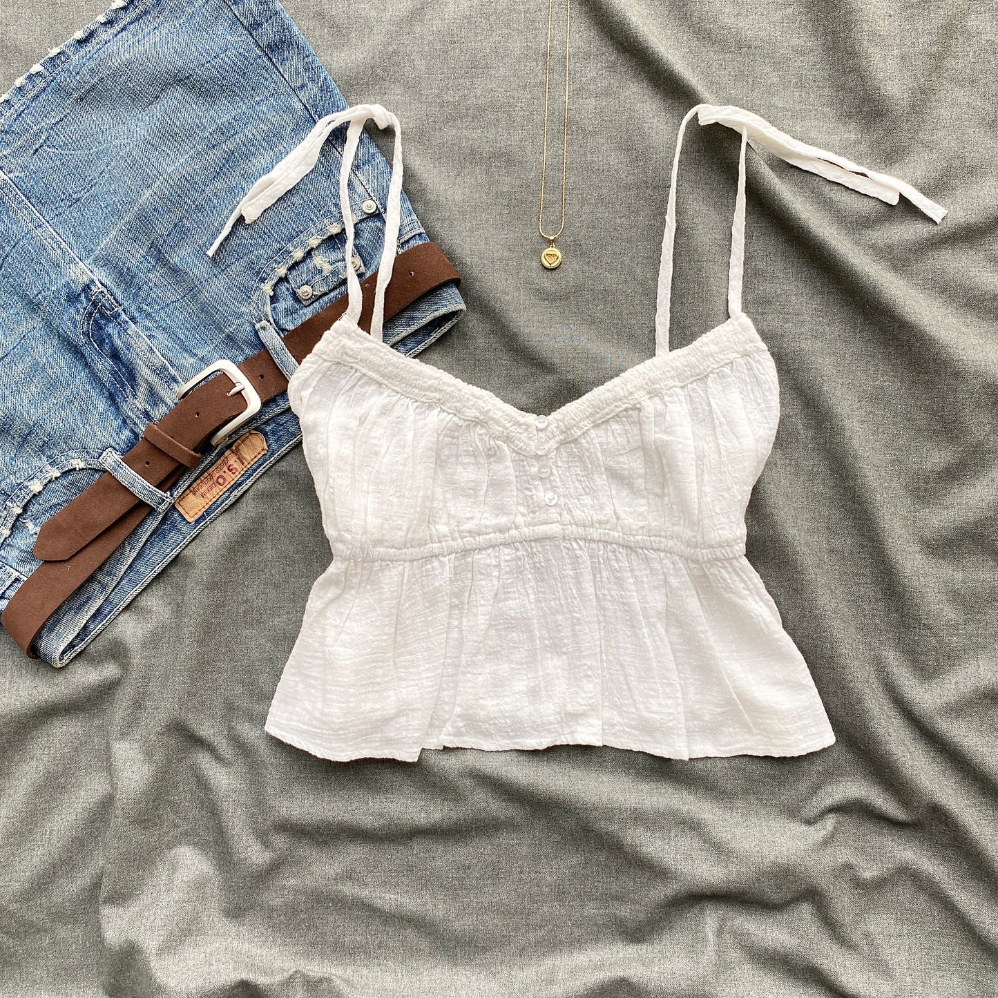 WHITE TIE UP TOP (Bust : 34-38, Upper Waist : 28-34)