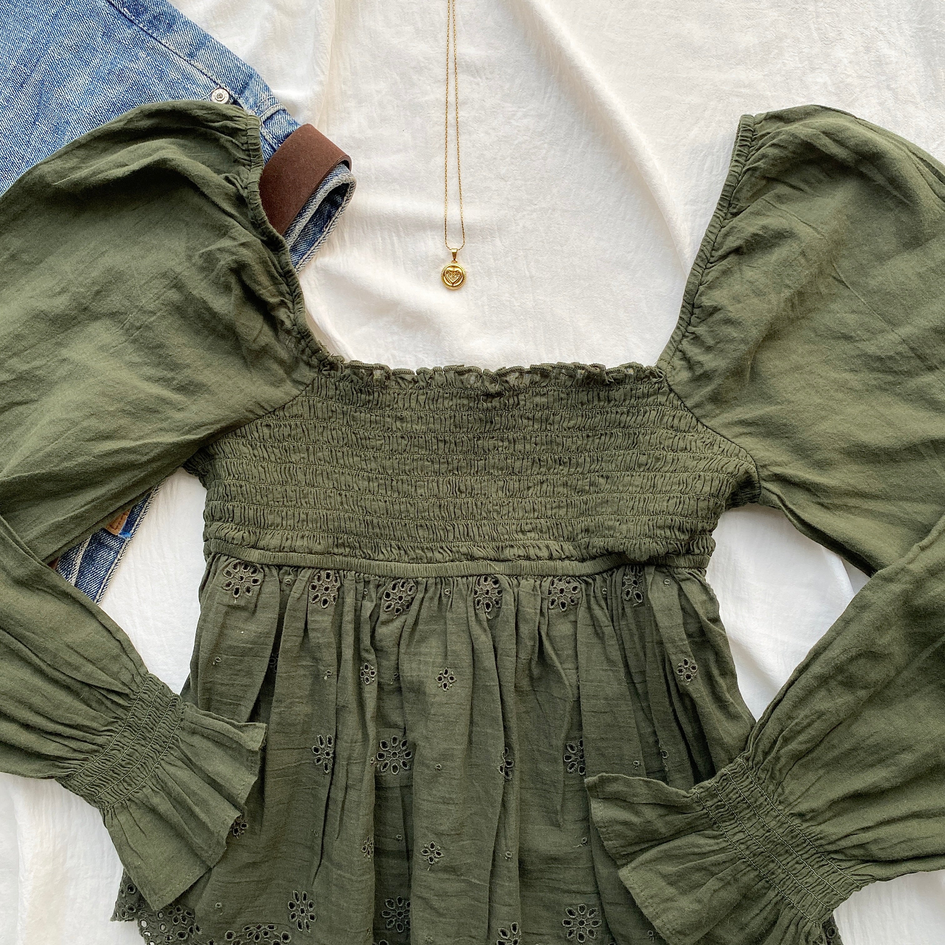 OLIVE GREEN FULL SLEEVED TOP (Two sizes available)