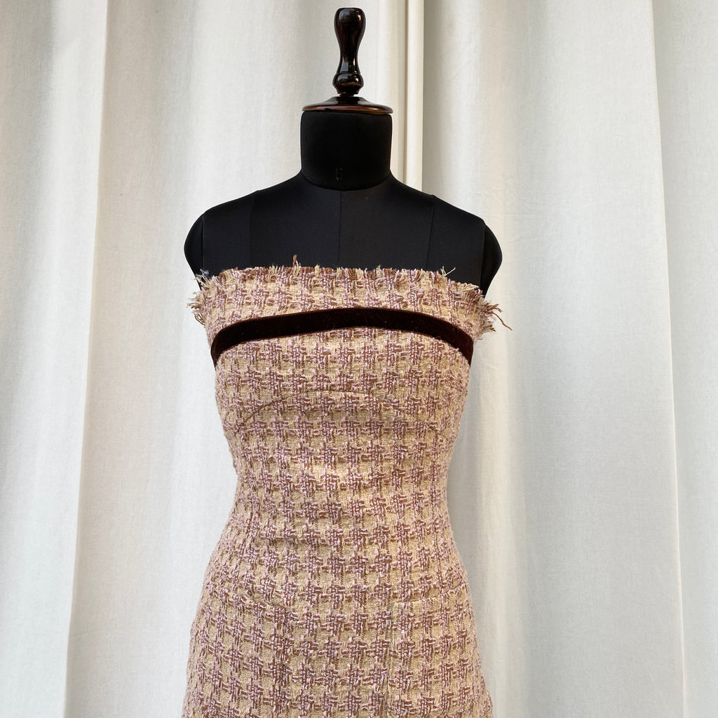 PINK TWEED TUBE DRESS (Bust : 32-34, Upper Waist : 26-29)