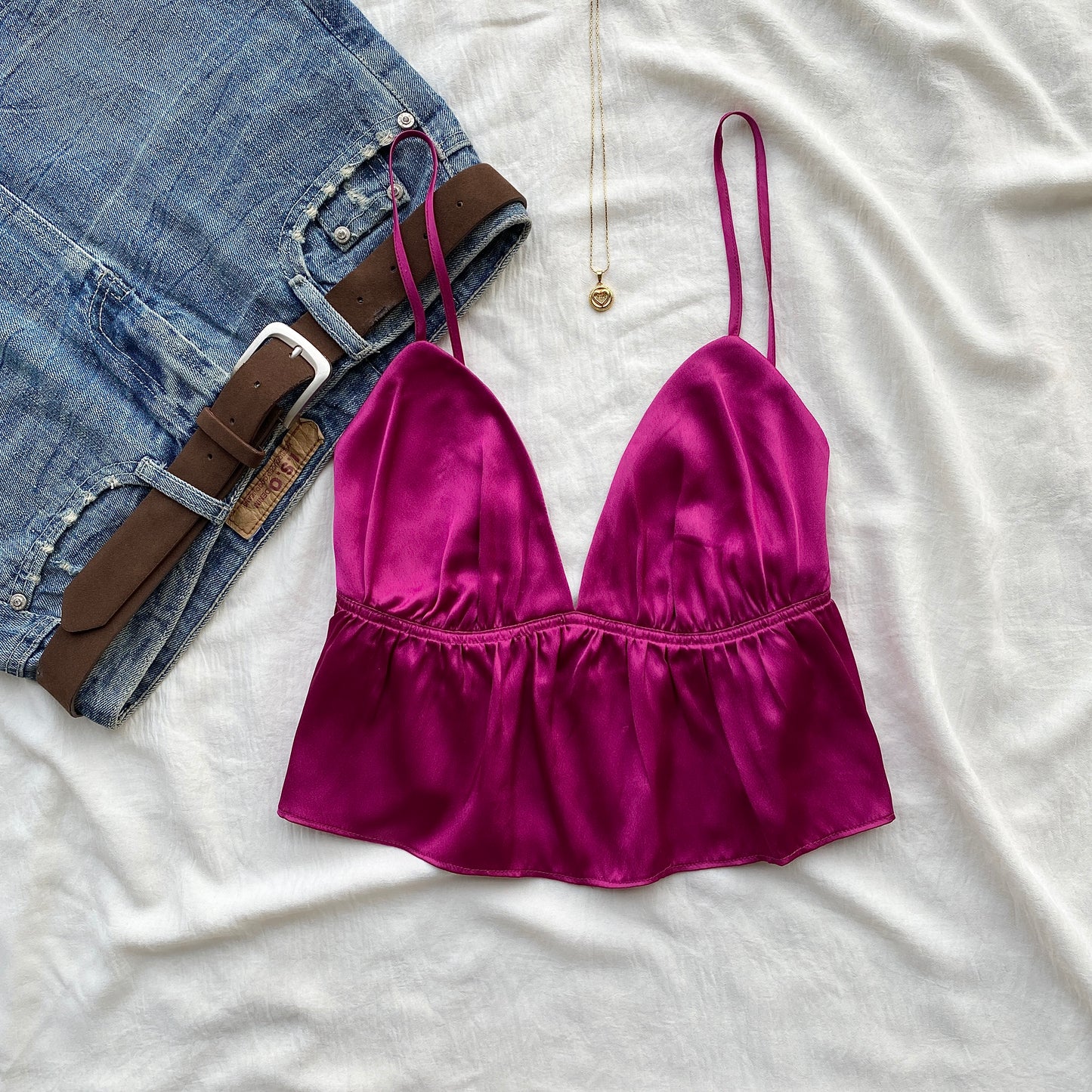 PINK SATIN TOP (Two sizes)