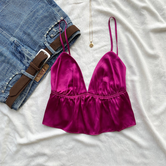 PINK SATIN TOP (Two sizes)