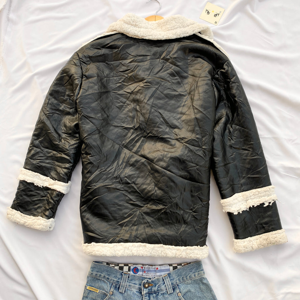 BLACK FAUX FUR JACKET ( BUST 48 LENGTH 28)