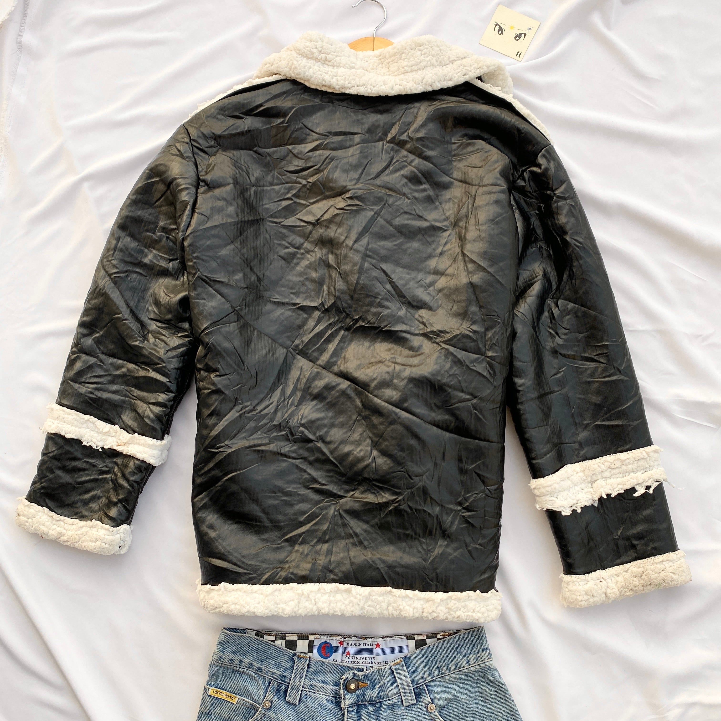 BLACK FAUX FUR JACKET ( BUST 48 LENGTH 28)