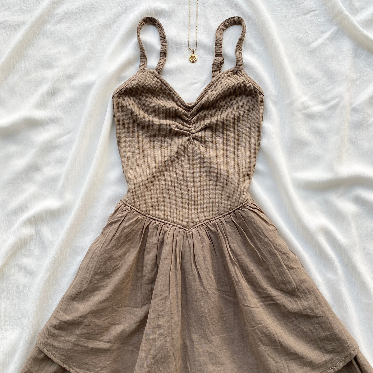 FIT AND FLARE DRESS IN BROWN (Bust : 28-32, Upper Waist : 23-28)