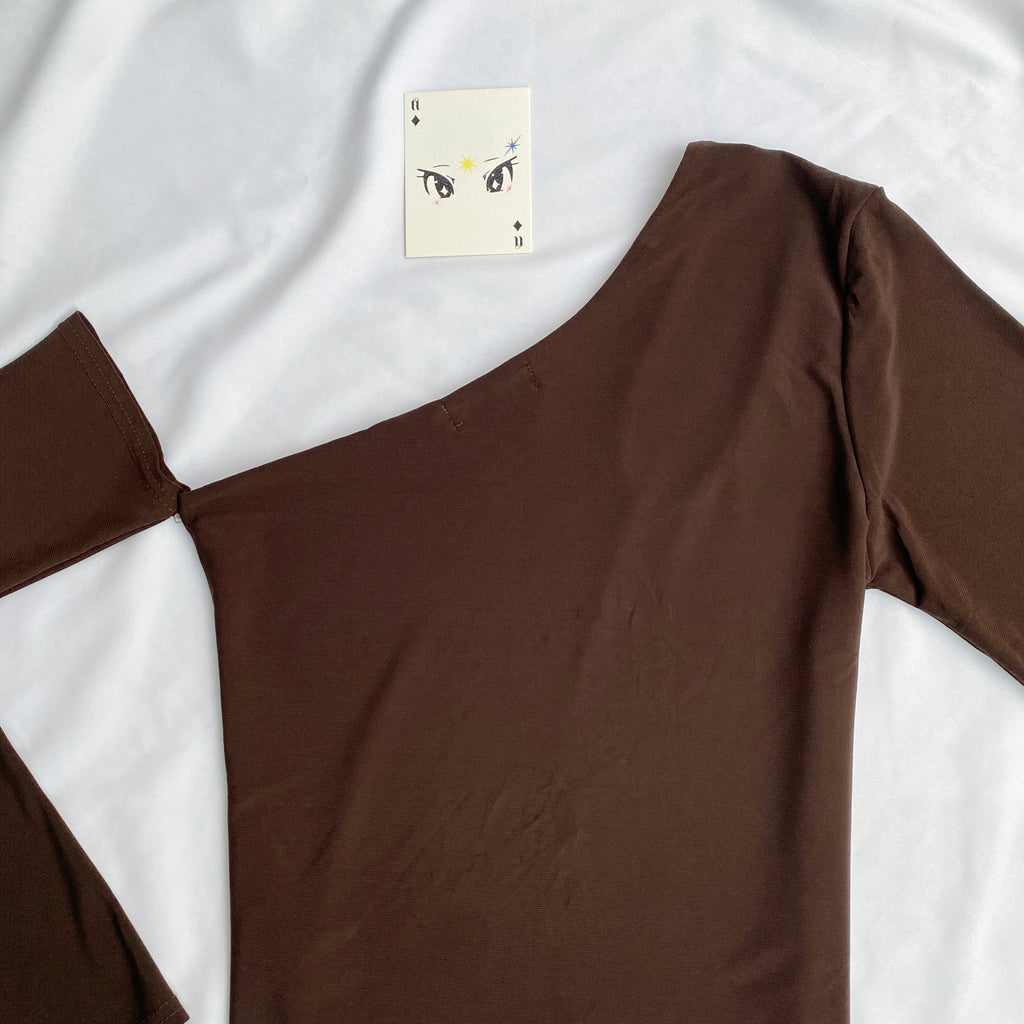 BROWN ONE SHOULDER TOP (Bust : 34-36, Upper Waist : 30-32)