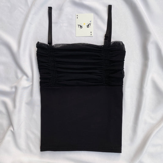 BLACK RUCHED TOP (Bust : 30-34, Upper Waist : 28-32)