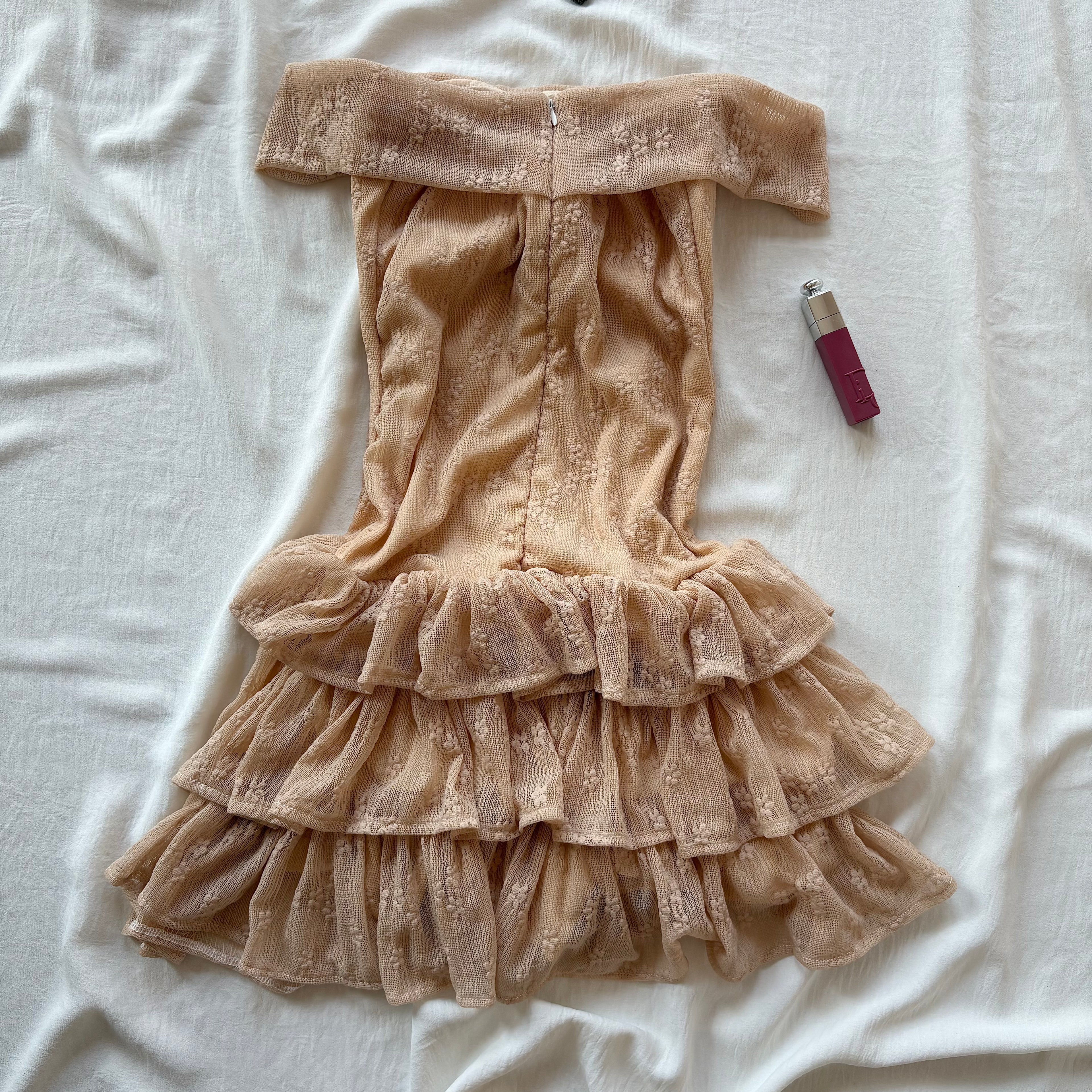 OFF SHOULDER DRESS IN BEIGE (Bust : 28-32, Upper Waist : 22-28)