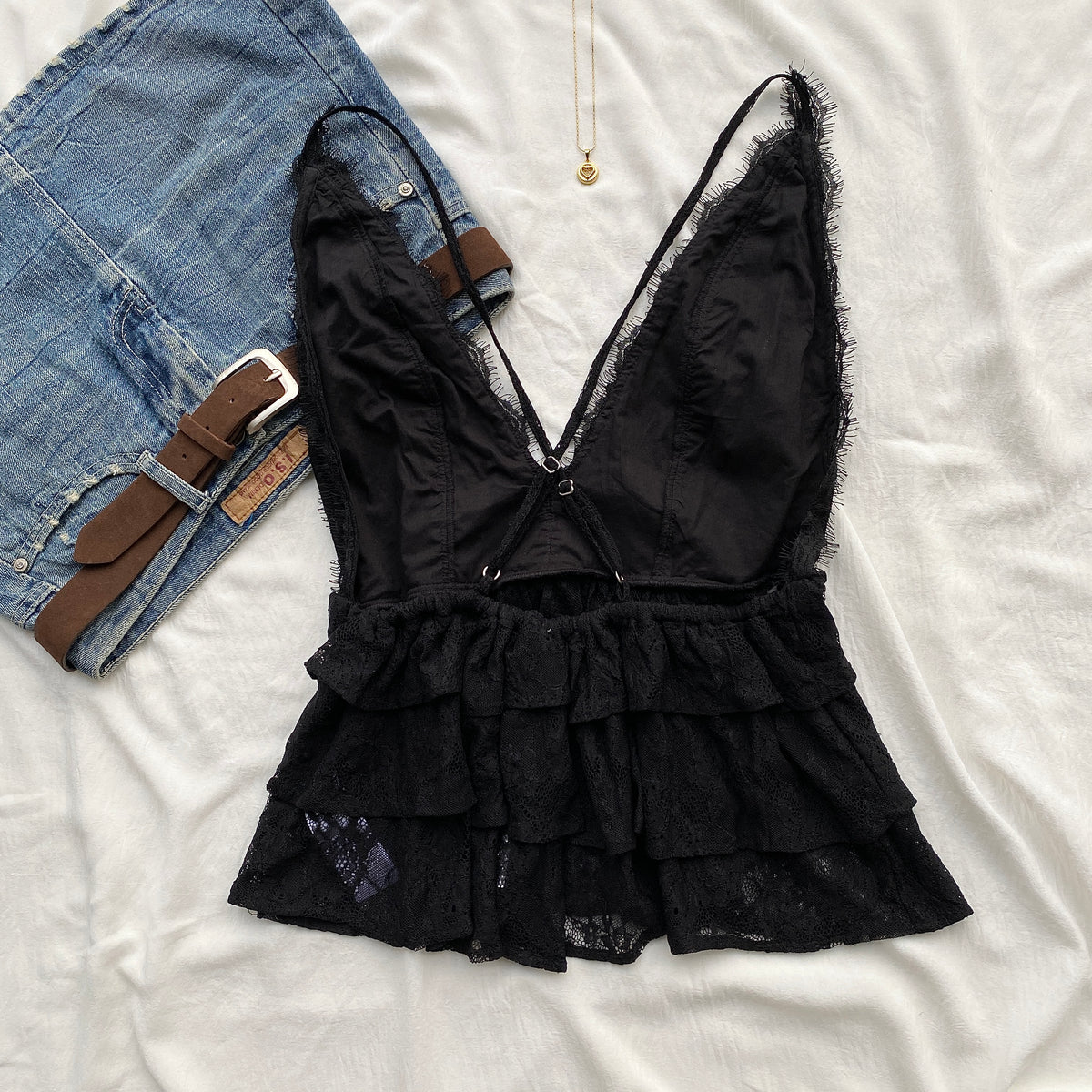 BLACK LACE BABYDOLL TOP (Bust : 34-36, Upper Waist : 28-34)