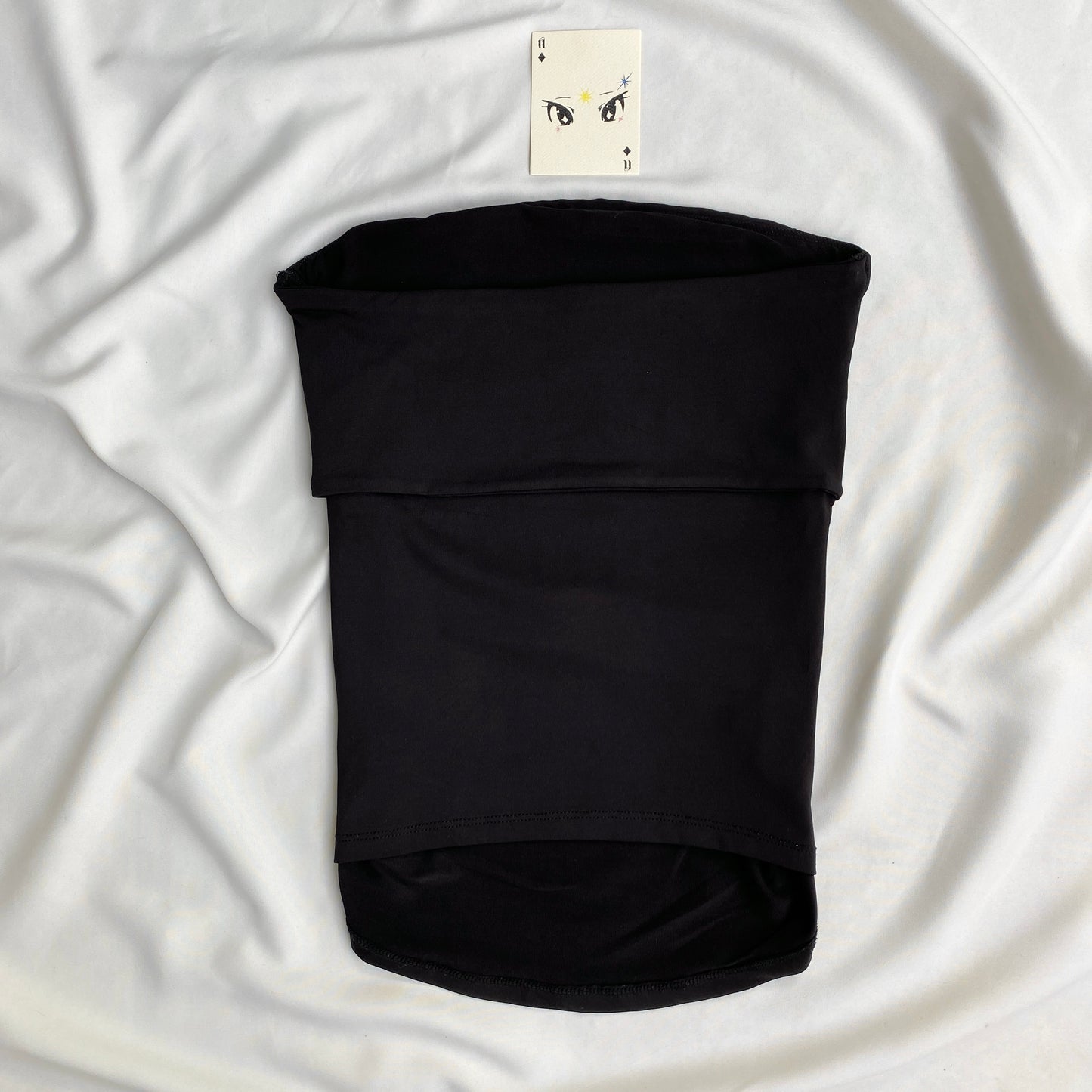 BLACK RUCHED TUBE TOP WITH EMBELLISHED A (Bust : 28-32, Upper Waist : 24-28)
