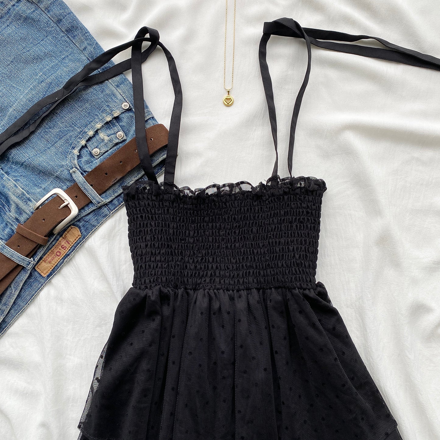 BLACK TIE UP BABYDOLL TOP (Sizes available)