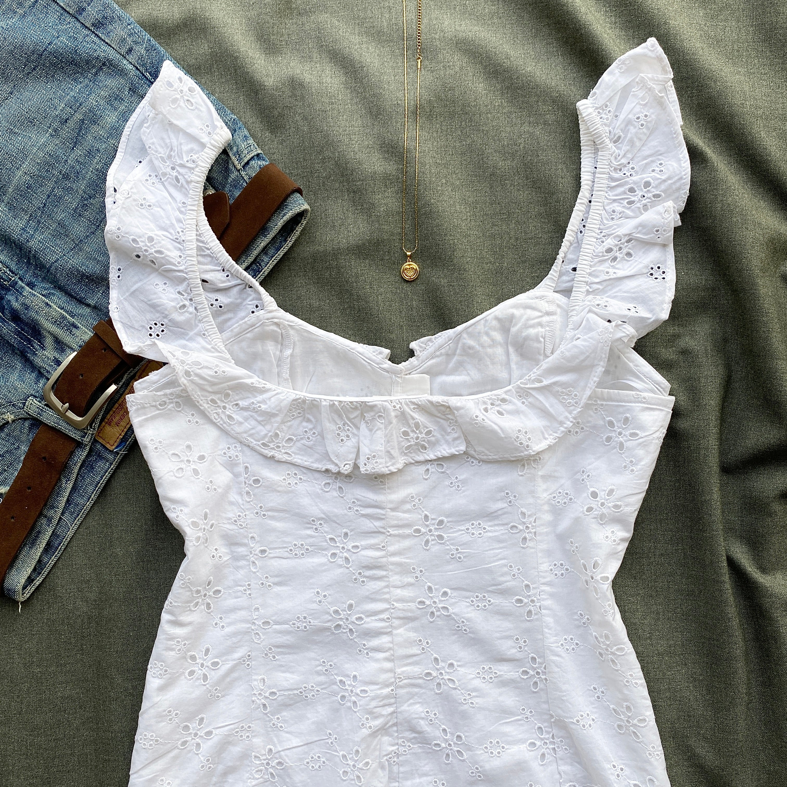 WHITE EYELET TOP (Two sizes)