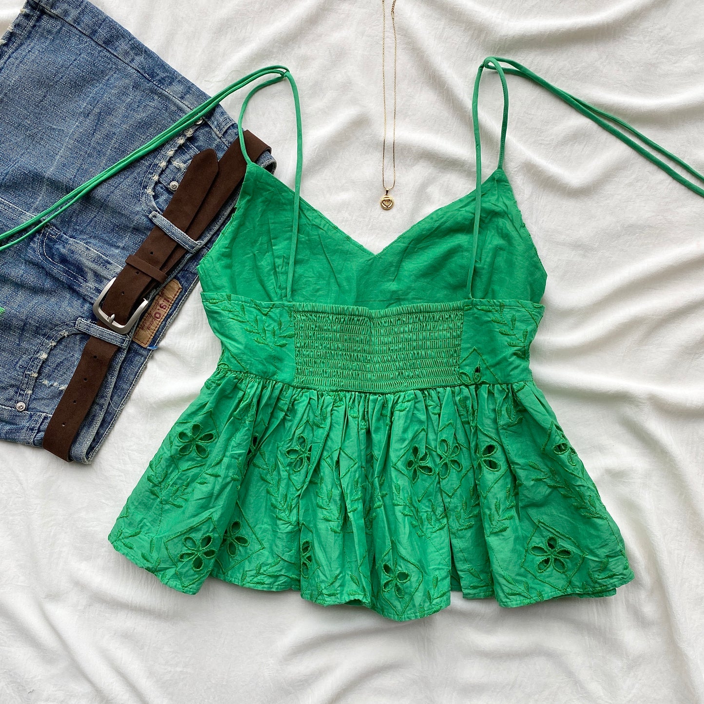 GREEN EYELET TOP FROM HM (Sizes available)