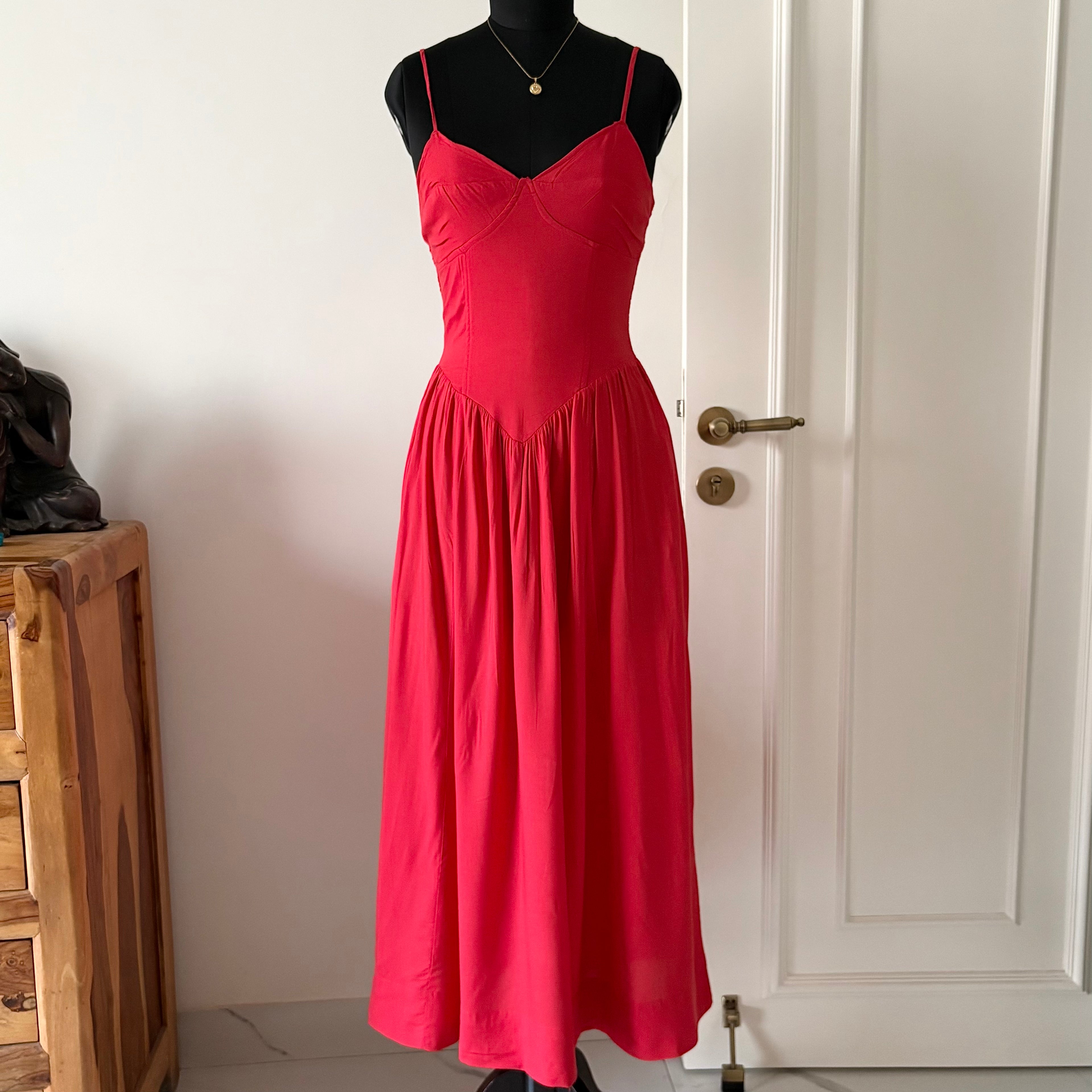 RED MAXI DROP WAIST DRESS (Multiple sizes available)