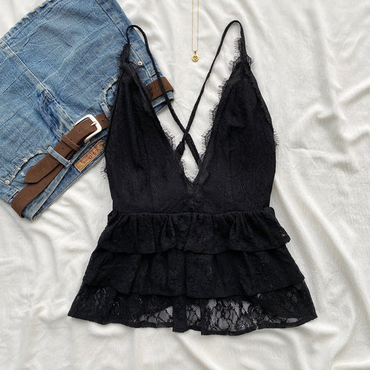BLACK LACE BABYDOLL TOP (Bust : 34-36, Upper Waist : 28-34)