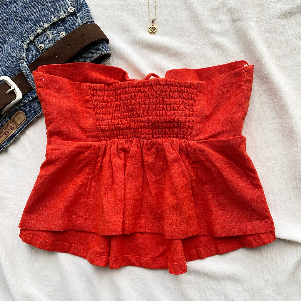 RED HALTER TOP FROM FREE PEOPLE (Bust : 30-32, Upper Waist : 24-28)