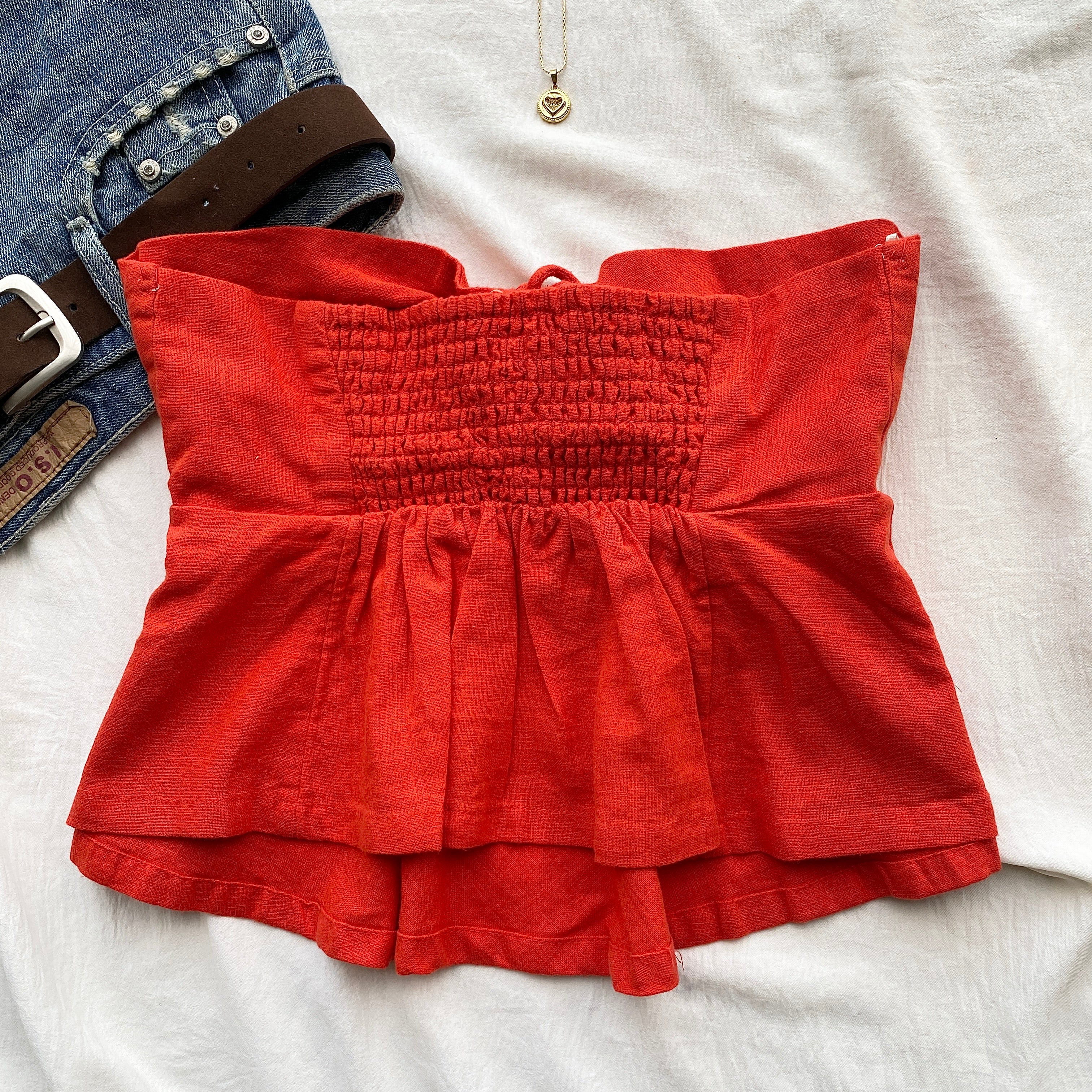 RED HALTER TOP FROM FREE PEOPLE (Bust : 30-32, Upper Waist : 24-28)