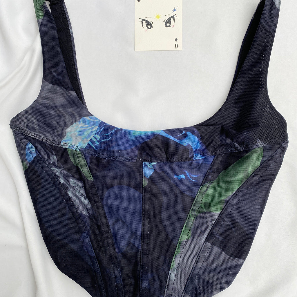 BLUE CORSET  FROM WHITE FOX ( Bust : 30-34, Upper Waist : 26-28)