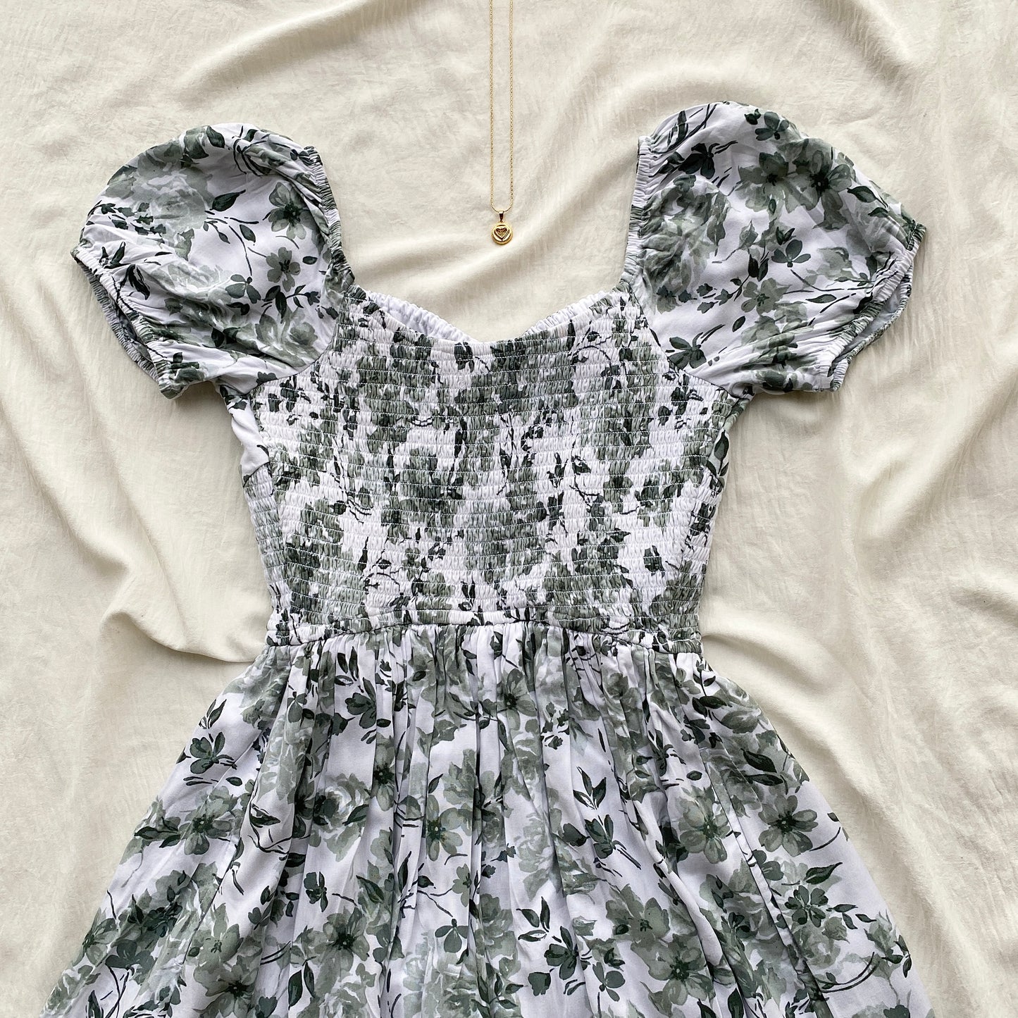 GREEN FLORAL DRESS FROM HOLLISTER (Bust : 30-34, Upper Waist : 25-30)