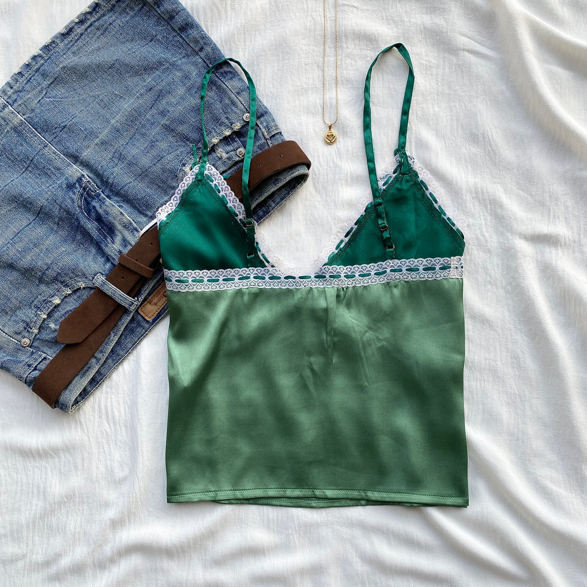 GREEN LACE TOP FROM NASTYGAL (Two sizes)