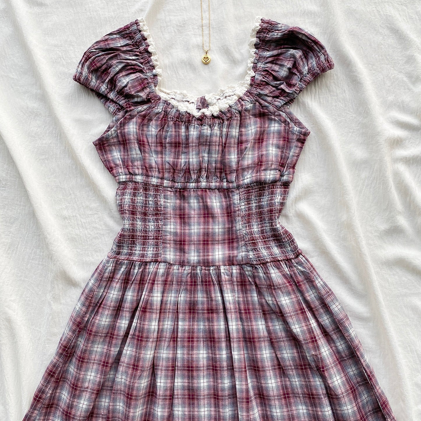 PLAID DRESS IN RED FROM COTTON ON (Bust : 28-30, Upper Waist : 20-24)