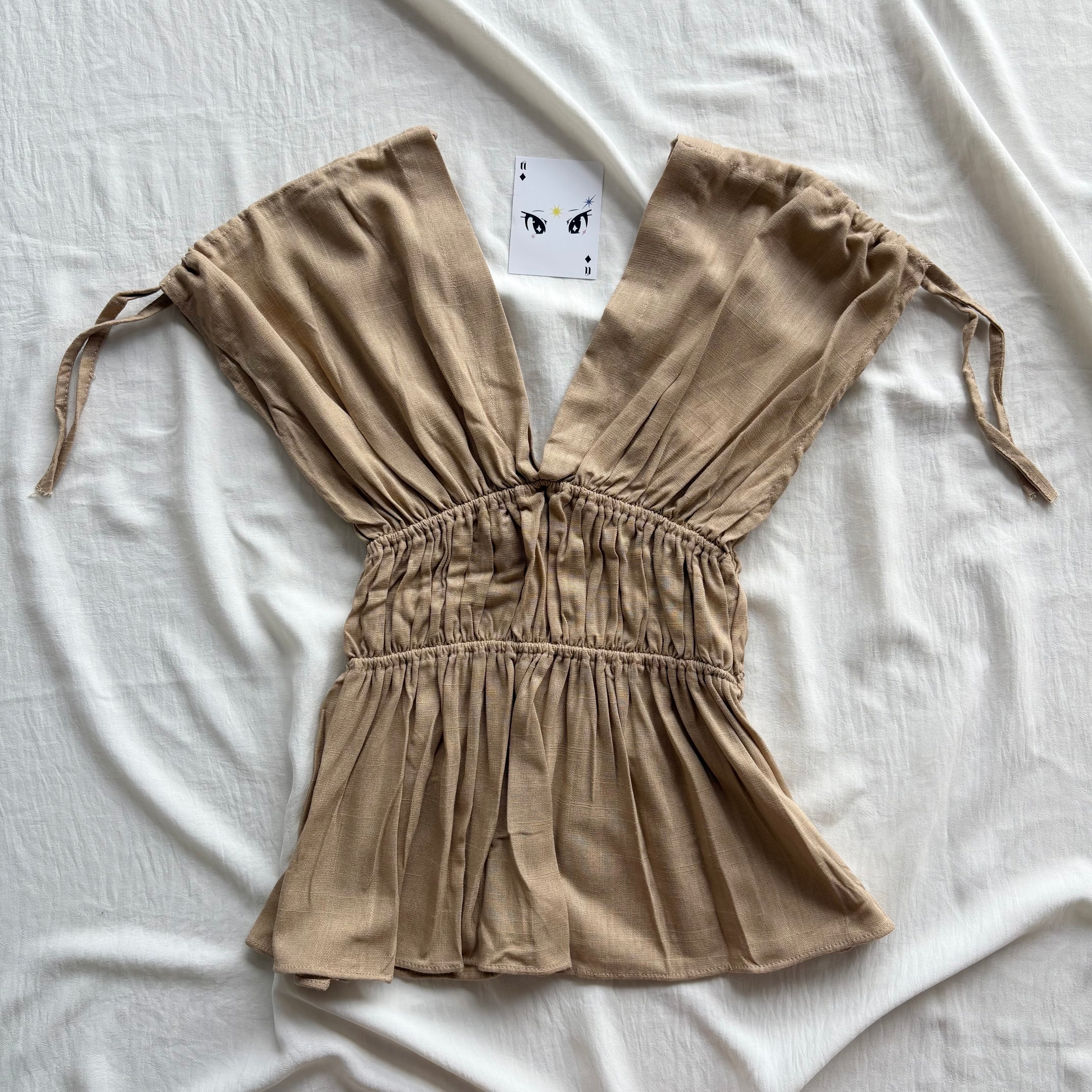 KHAKI LINEN TOP  (Bust : 30-34, Upper Waist : 24-28)