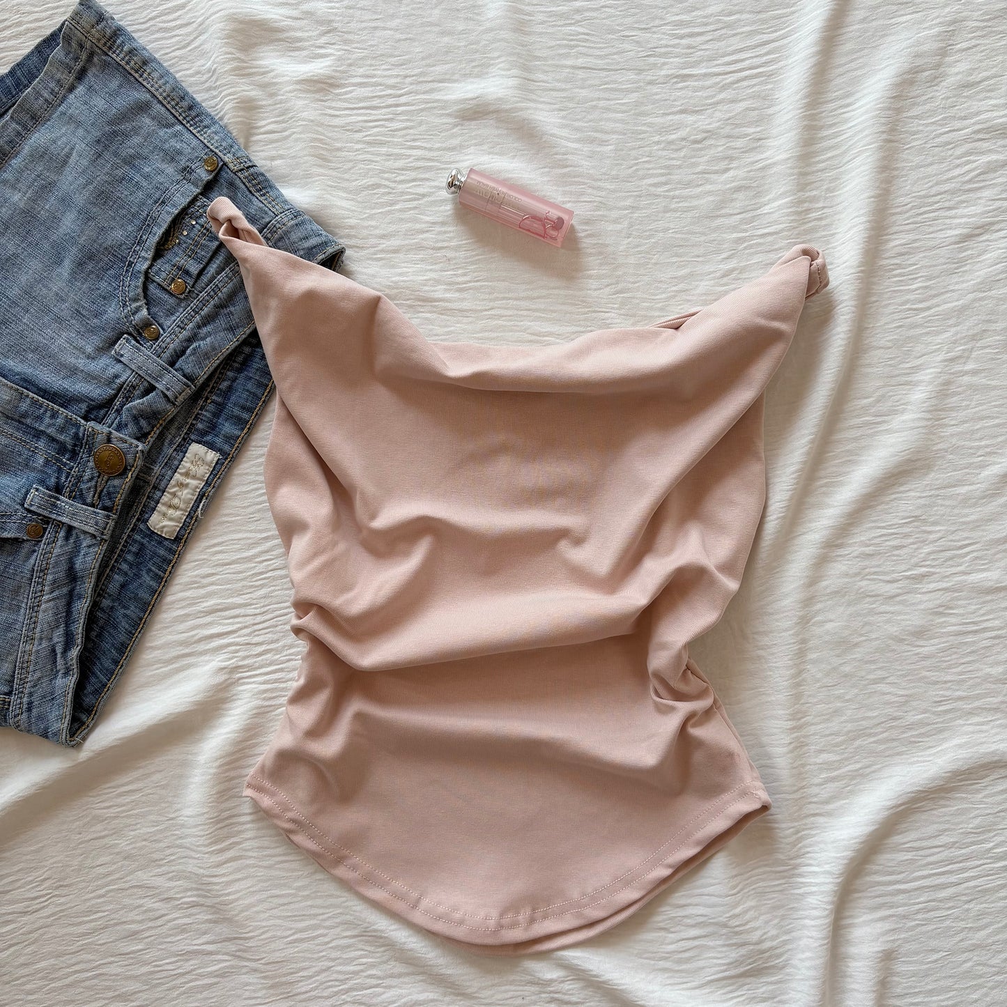 ASYMMETRIC TOP IN BLUSH PINK (Bust : 30-34, Upper Waist : 26-32)
