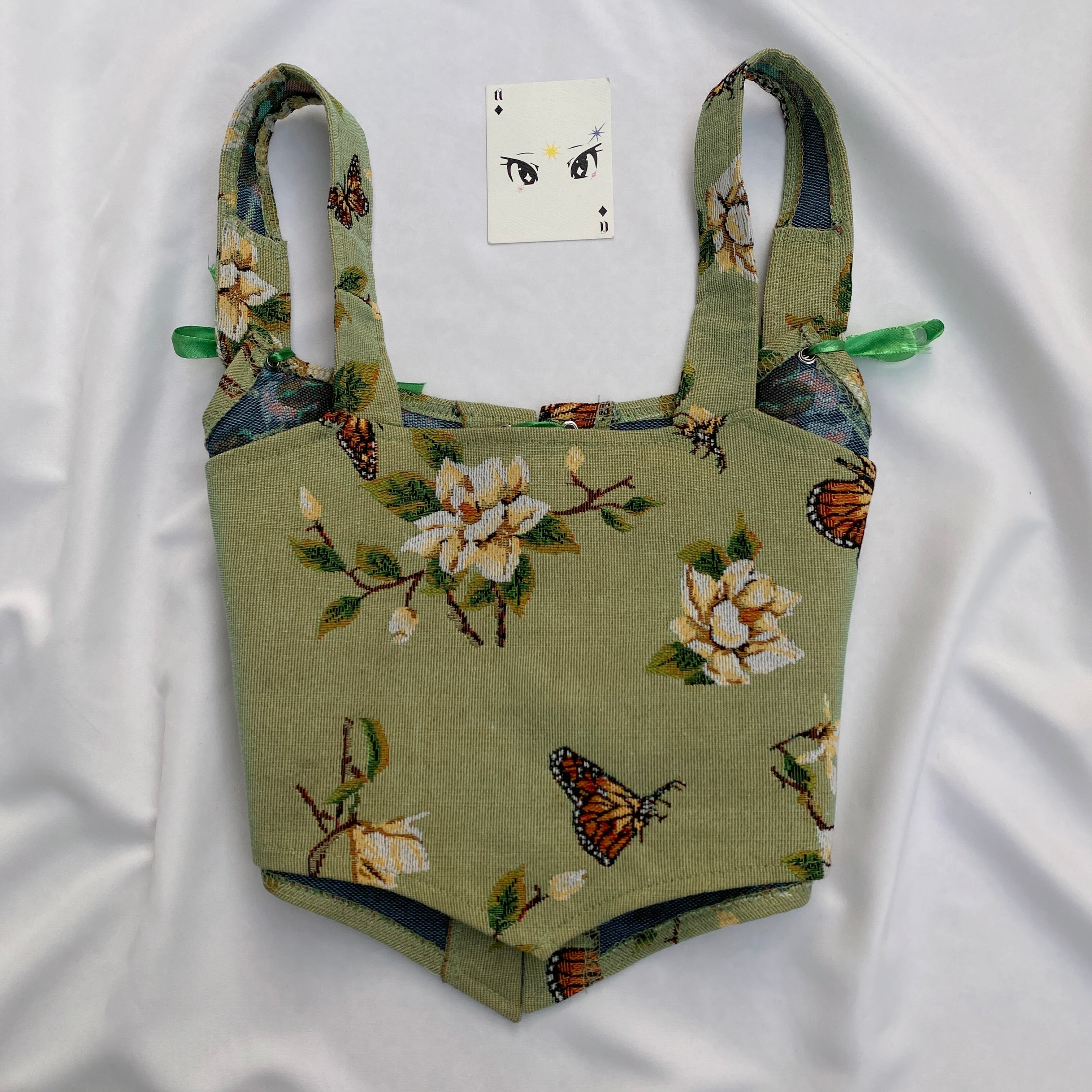 GREEN BUTTERFLY CORSET (Bust : 30-34, Upper Waist : 26-28)