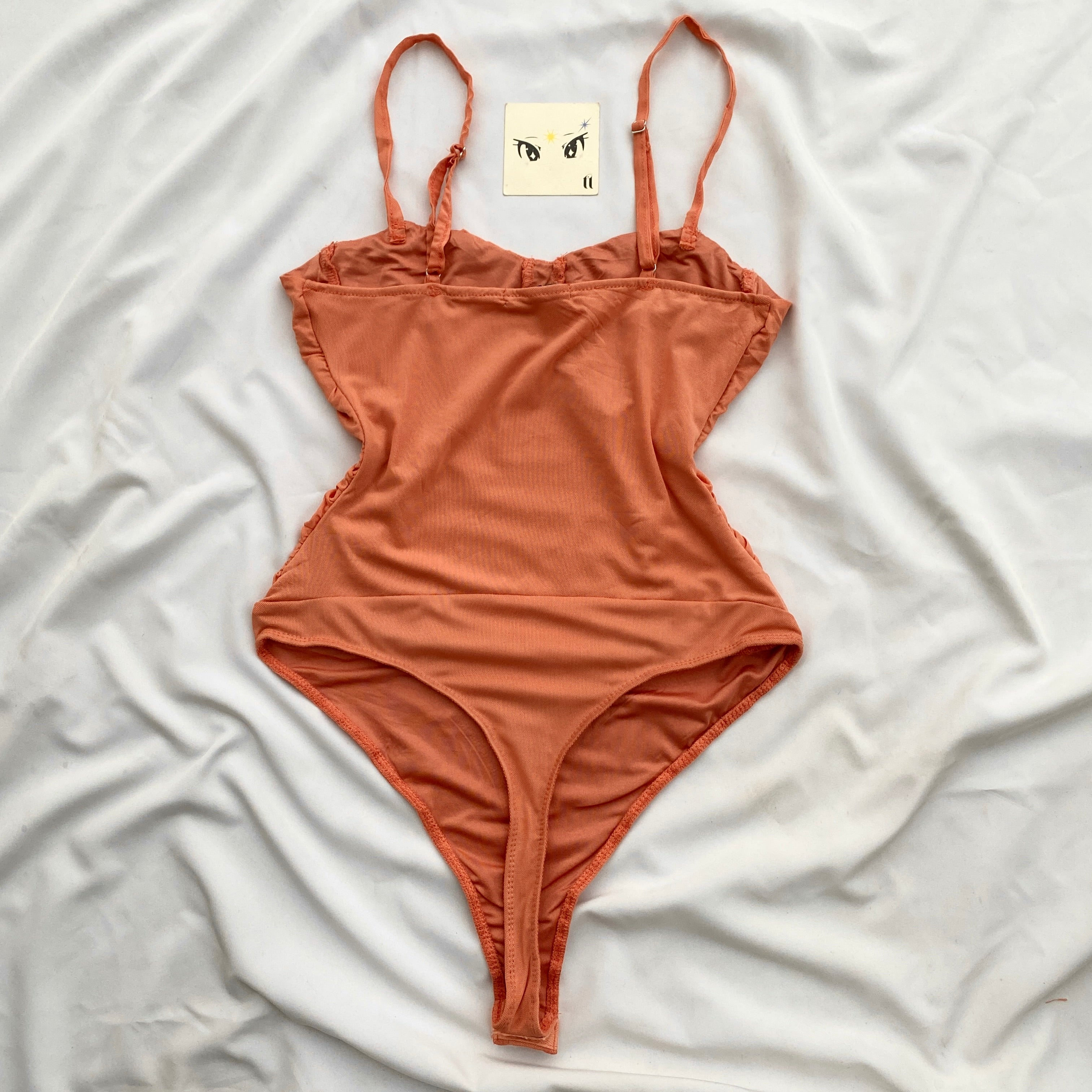 ORANGE RUCHED BODYSUIT (Bust : 30-34, Upper Waist : 24-28)