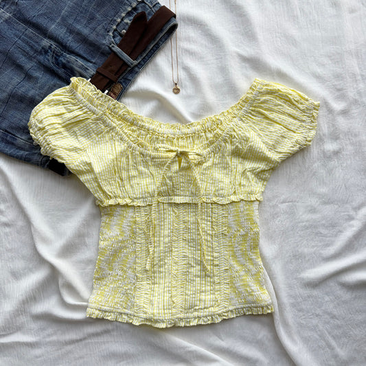 YELLOW PICNIC BLOUSE (Two sizes)